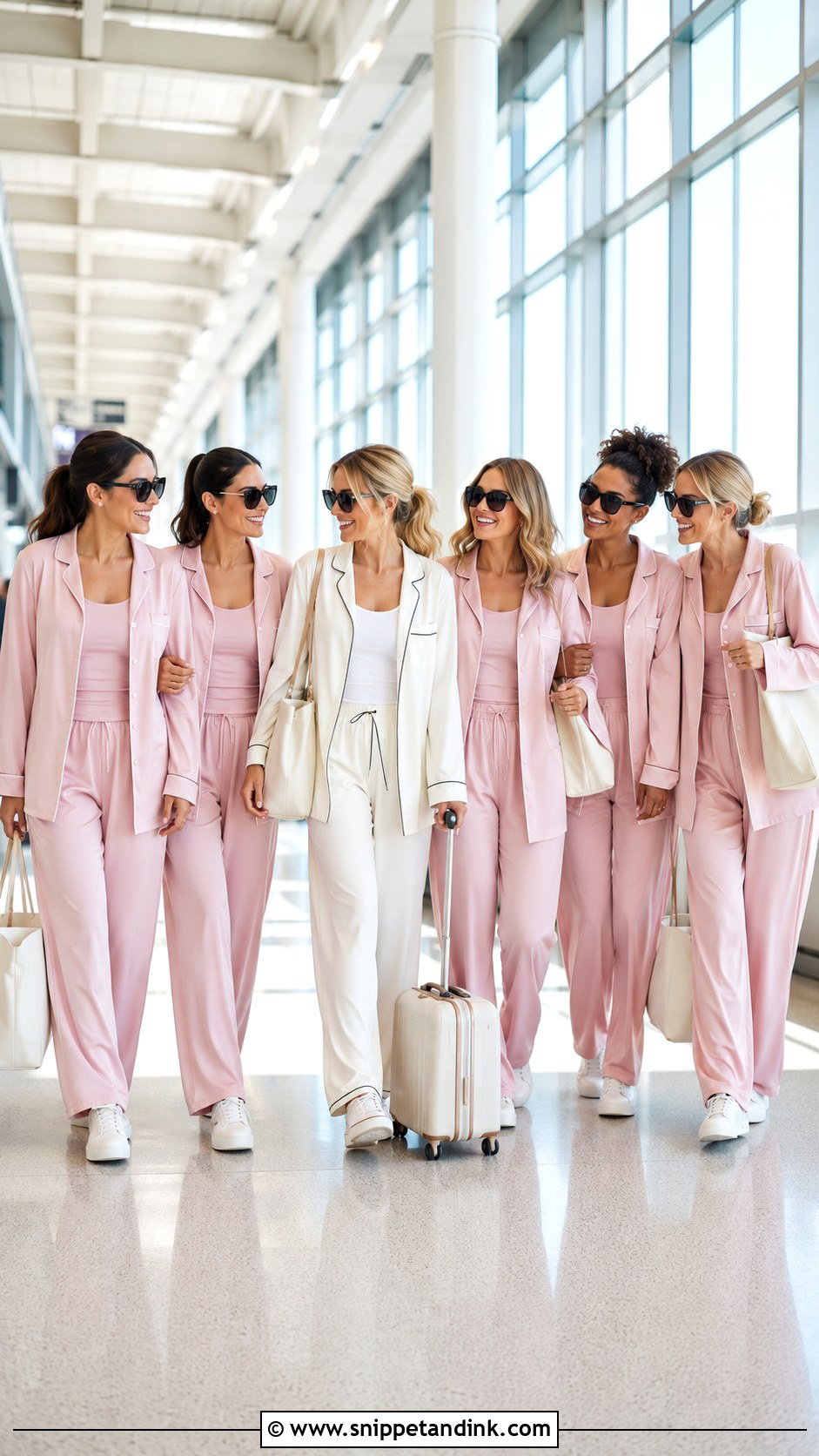 Matching Pajama Style Set Airport Outfit - Snippet and Ink - 20 Bachelorette Airport Outfit Ideas
