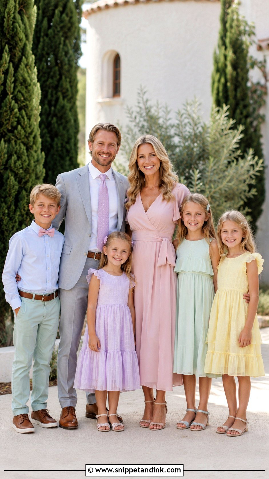 Matching Pastel Family Wedding Outfit - Snippet and Ink - 25 Family Wedding Outfits