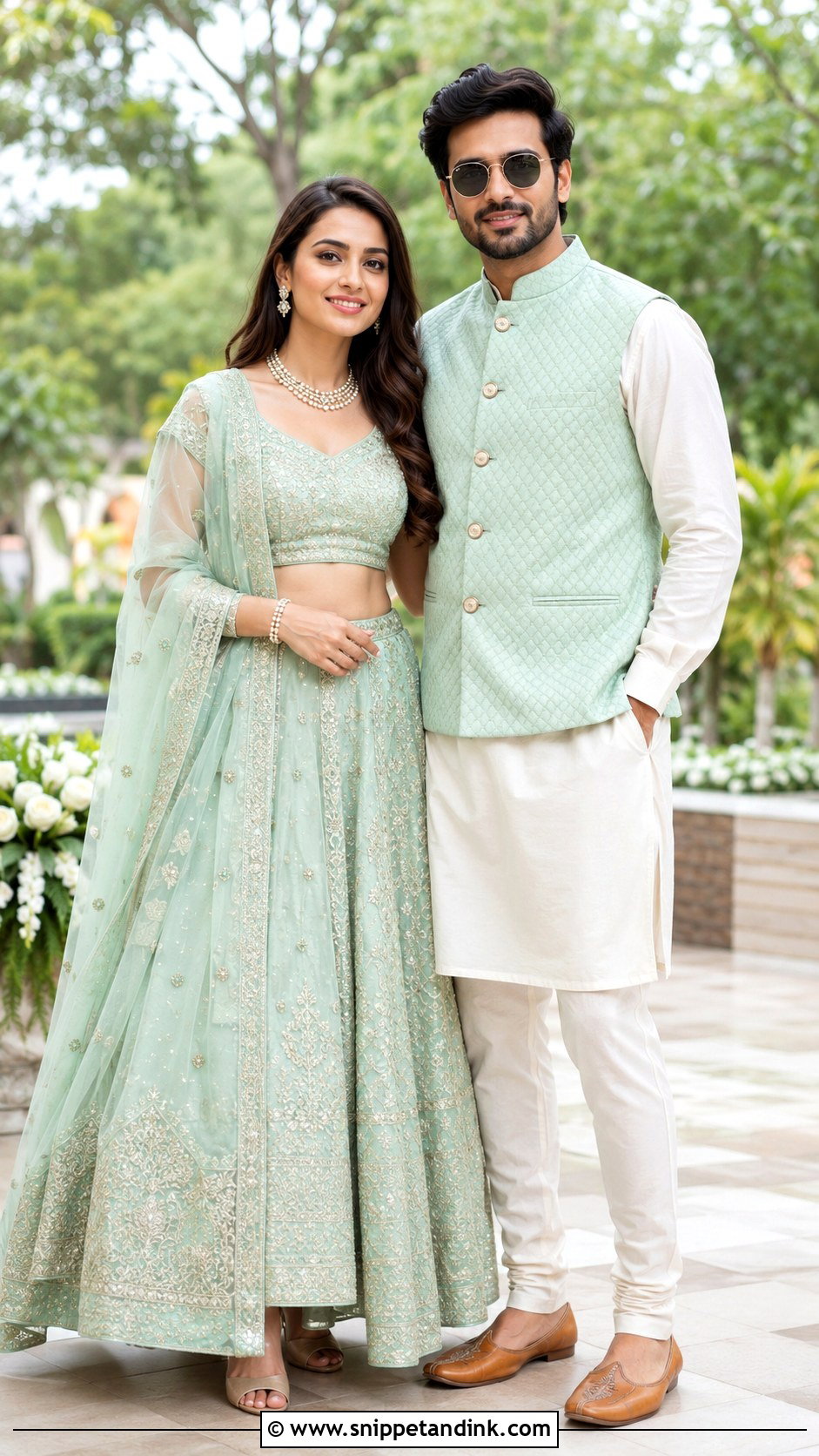 Matching Pastel Indian Couple Outfit - Snippet and Ink - 25 Simple Indian Couple Matching Dress Ideas
