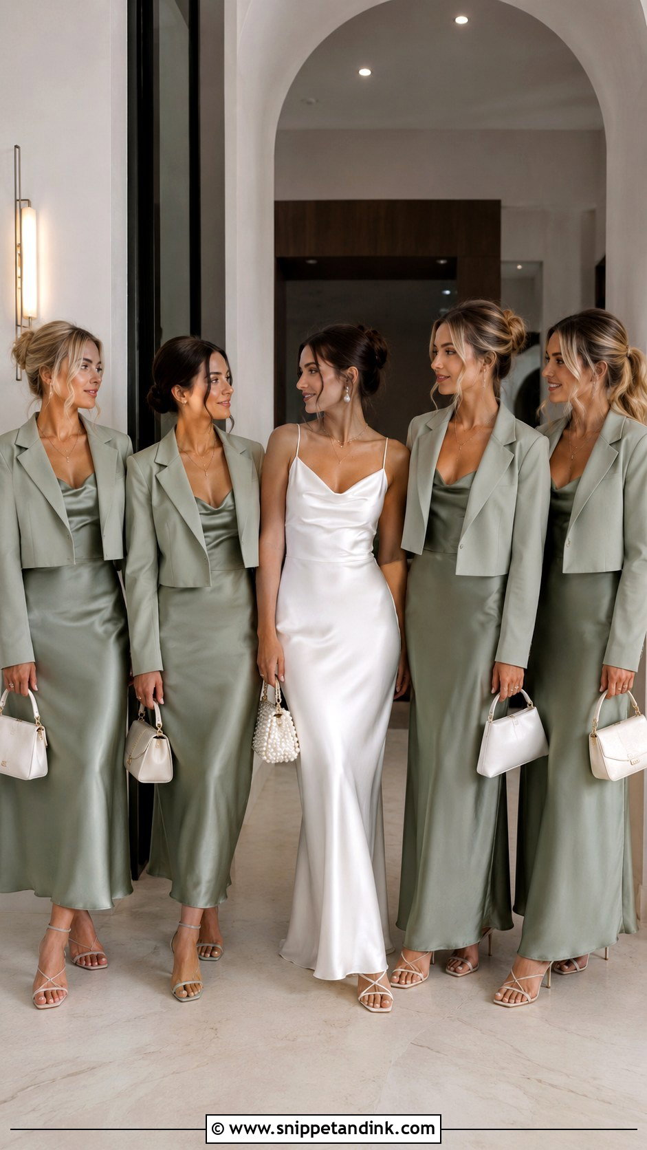 Matching Satin Slip Bachelorette Dresses - Snippet and Ink - 20 Matching Bachelorette Outfits