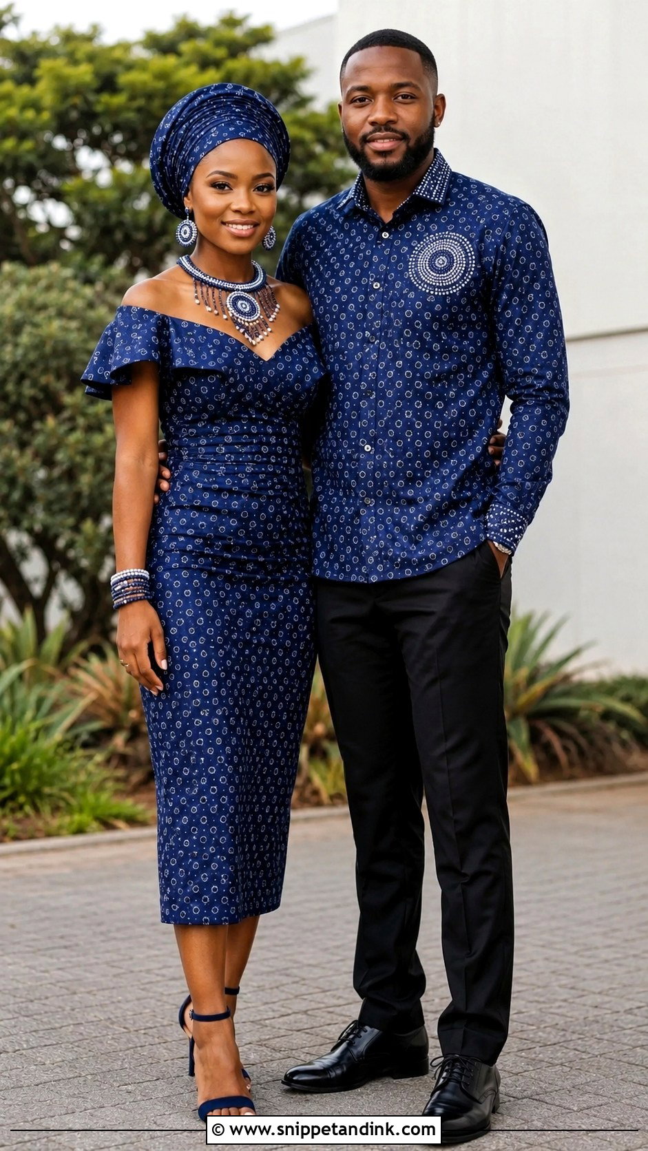 Matching Shweshwe Lobola Outfit - Snippet and Ink - 25 Lobola Outfits for Couples