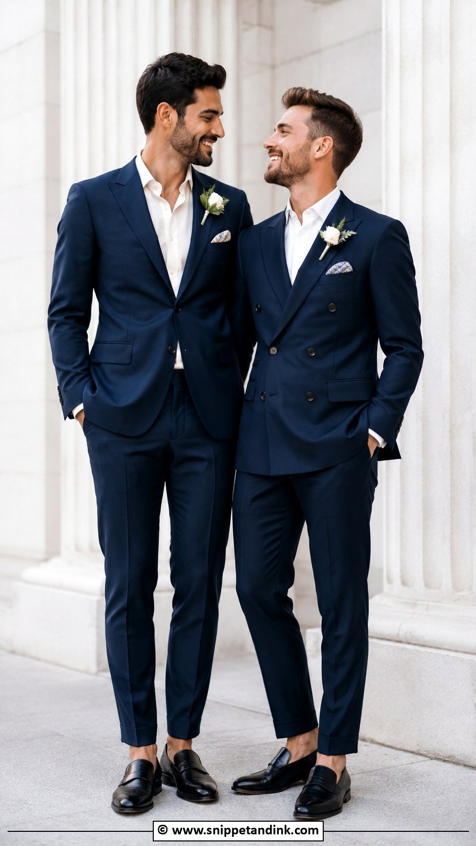 Matching Suits Gay Wedding Outfit - Snippet and Ink - 25 Gay Wedding Outfits