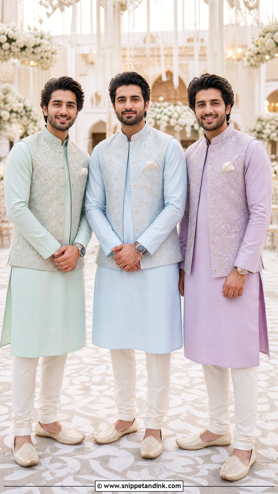 Matching Wedding Brothers Pastel Kurta Outfits - Snippet and Ink - 20 Wedding Brothers Outfit Ideas