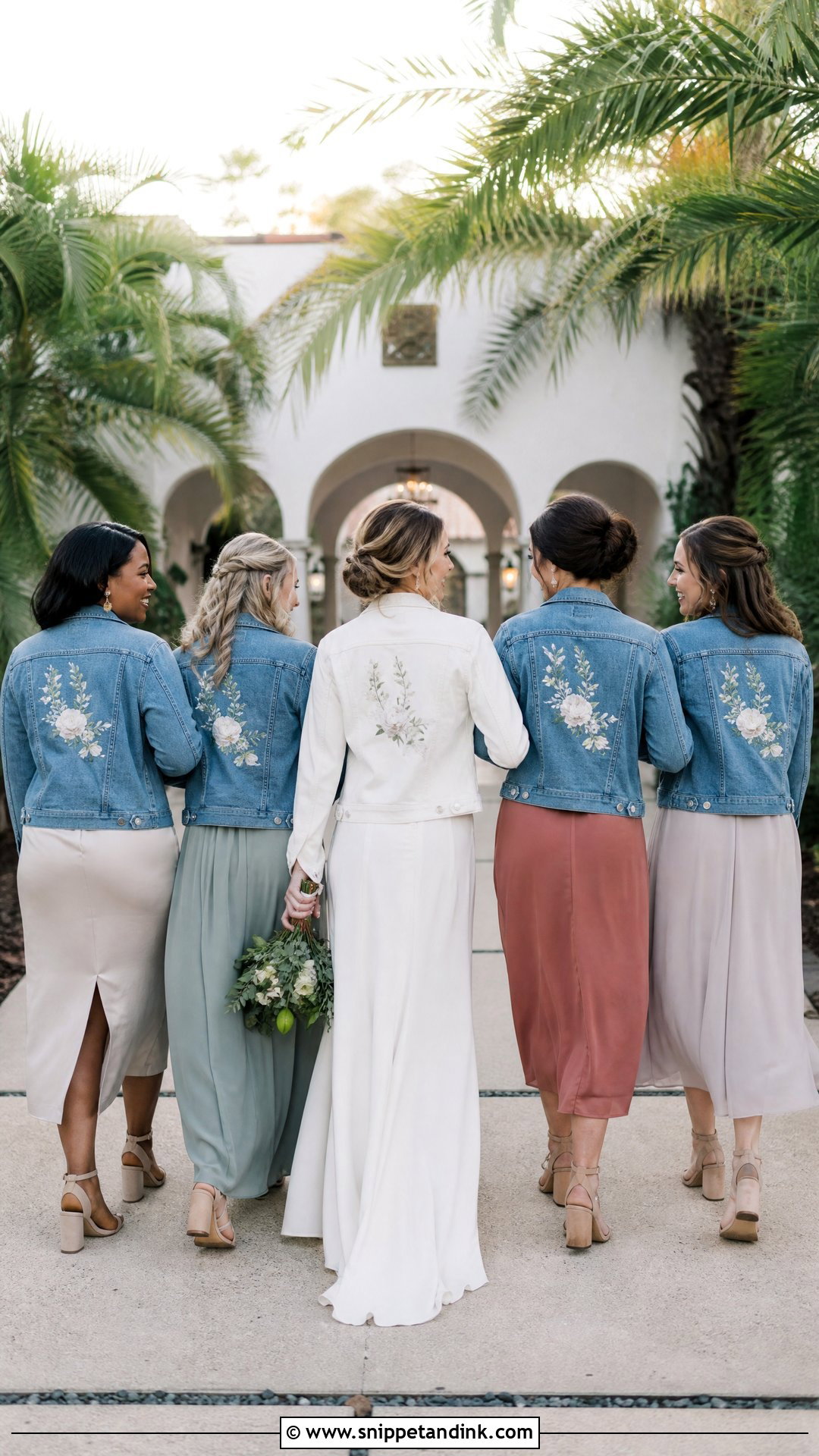 Matching Wedding Jean Jackets With Bridesmaid Dresses - Snippet and Ink - 20 Wedding Jean Jacket Ideas