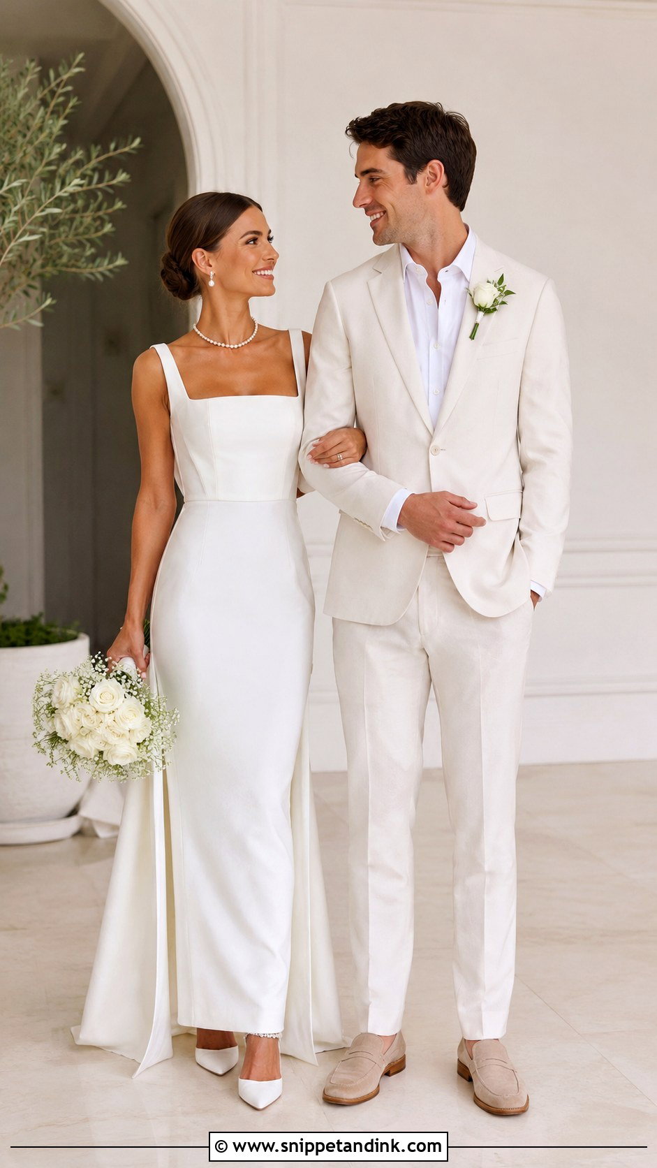 Matching White Outfits Wedding Couple Outfit - Snippet and Ink - 25 Wedding Couple Outfits