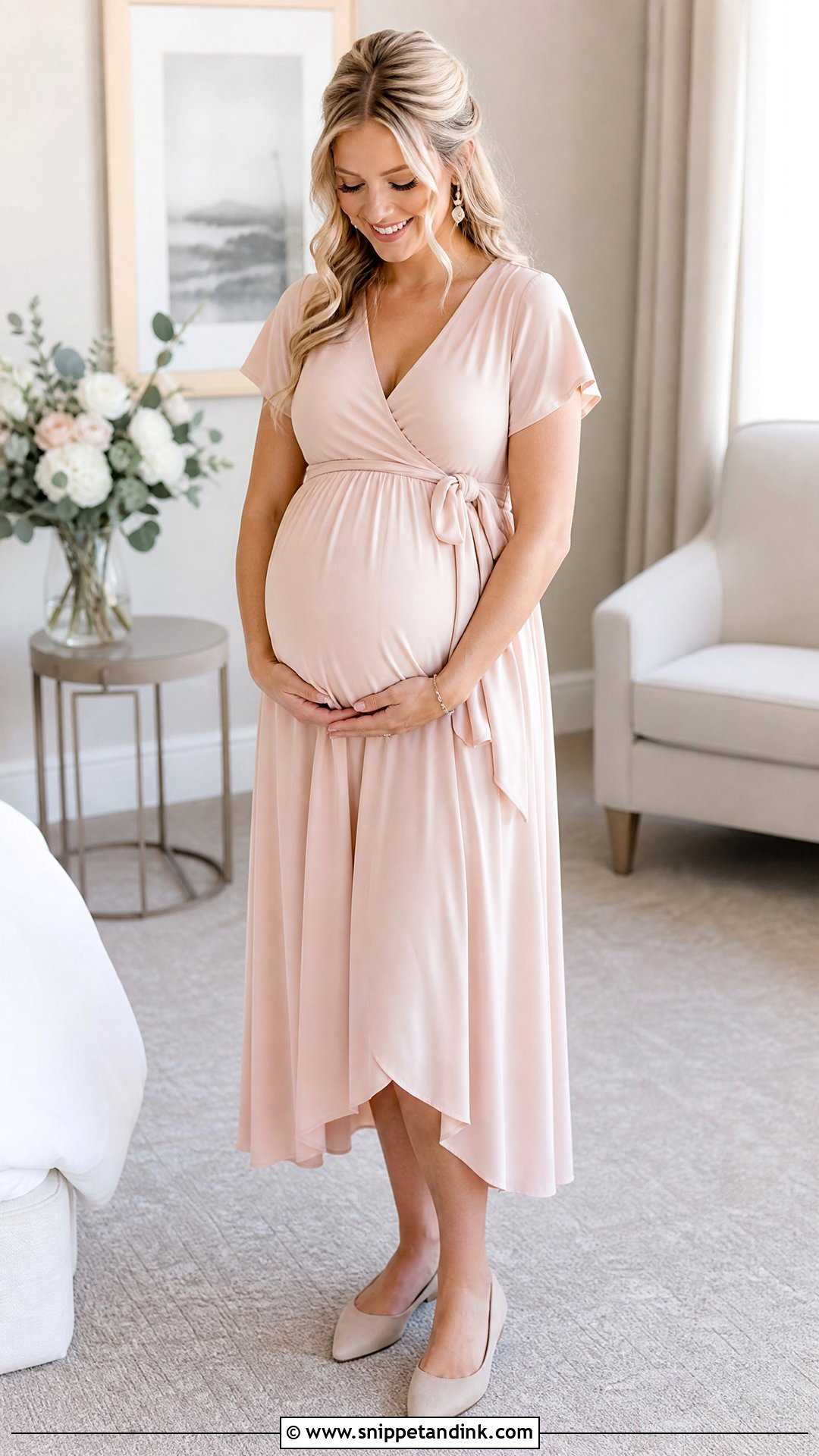 Maternity Bridal Prep Dress With Supportive Flats - Snippet and Ink - 20 Bridal Prep Dress Ideas