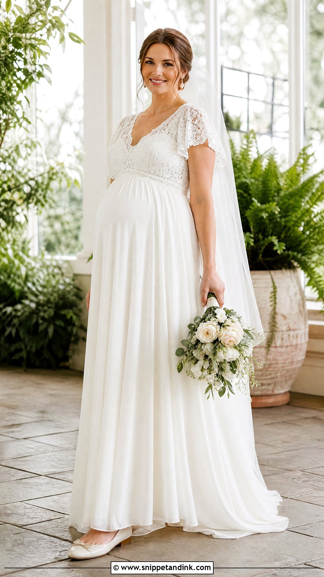 Maternity Empire Lace Wedding Dress - Snippet and Ink - 20 Flowy Lace Wedding Dress Ideas