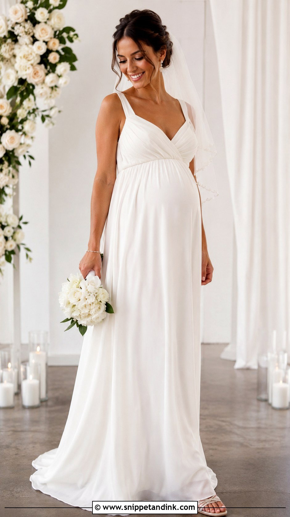 Maternity Empire Waist Bridal Outfit - Snippet and Ink - 20 Bride Wear Ideas