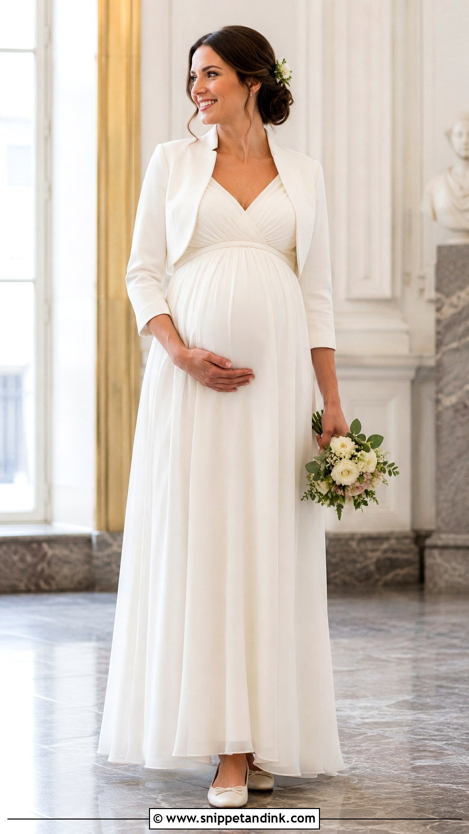 Maternity Empire Waist Civil Ceremony Dress - Snippet and Ink - 20 City Hall Wedding Dress Civil Ceremony Outfit Ideas