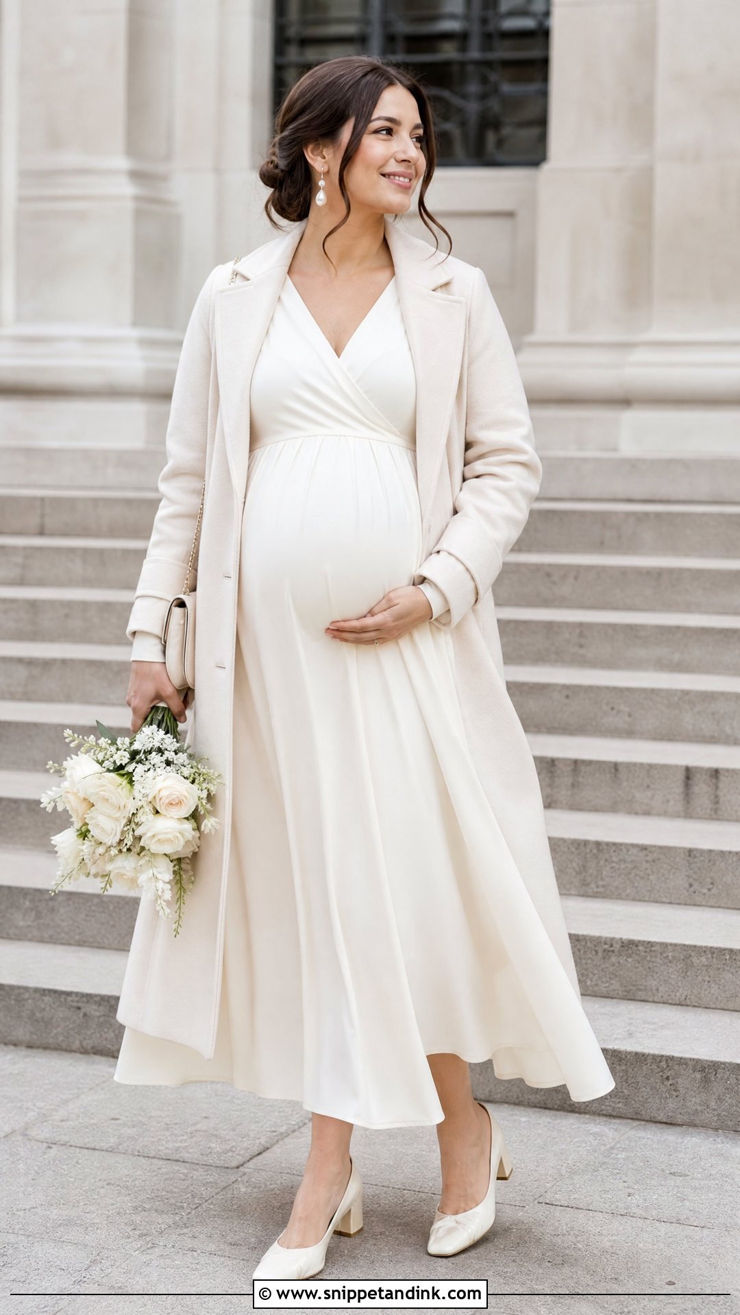 Maternity Empire Waist Civil Wedding Dress - Snippet and Ink - 20 Winter Civil Wedding Dress Ideas