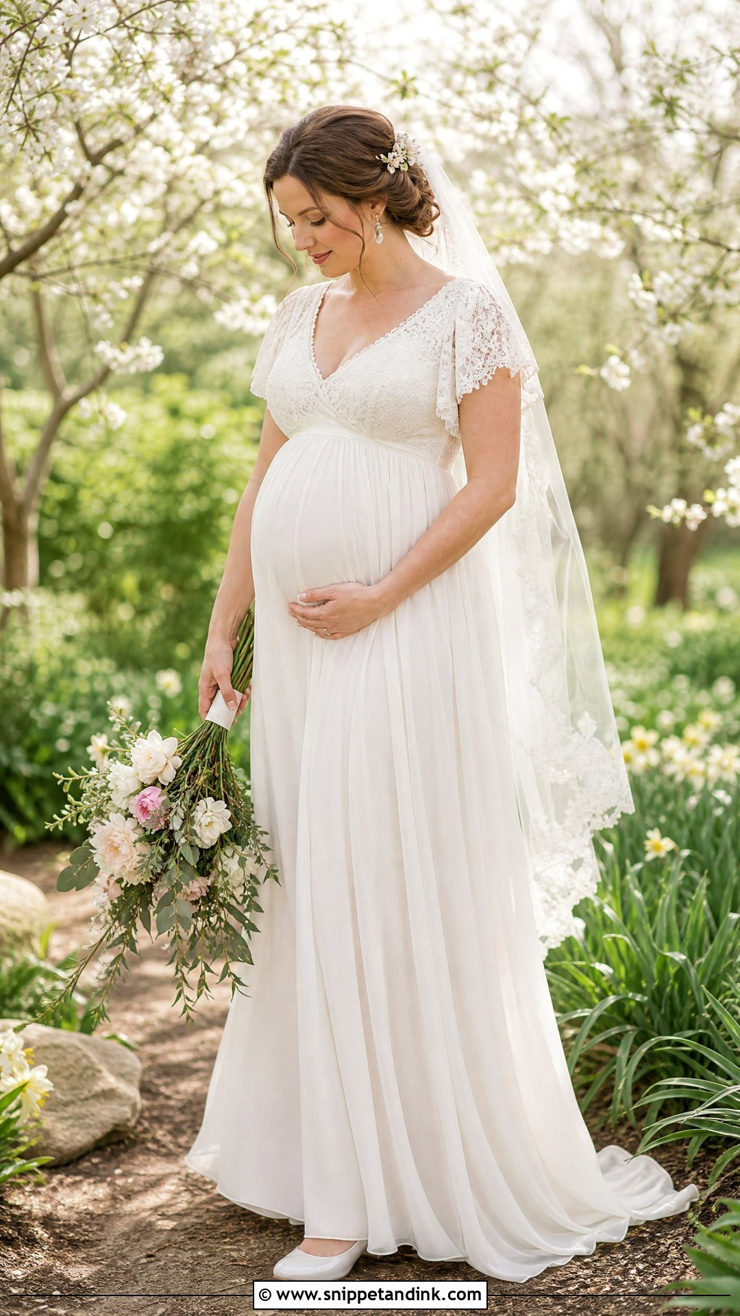 Maternity Empire Waist Cottage Wedding Dress - Snippet and Ink - 25 Cottage Wedding Dress Ideas