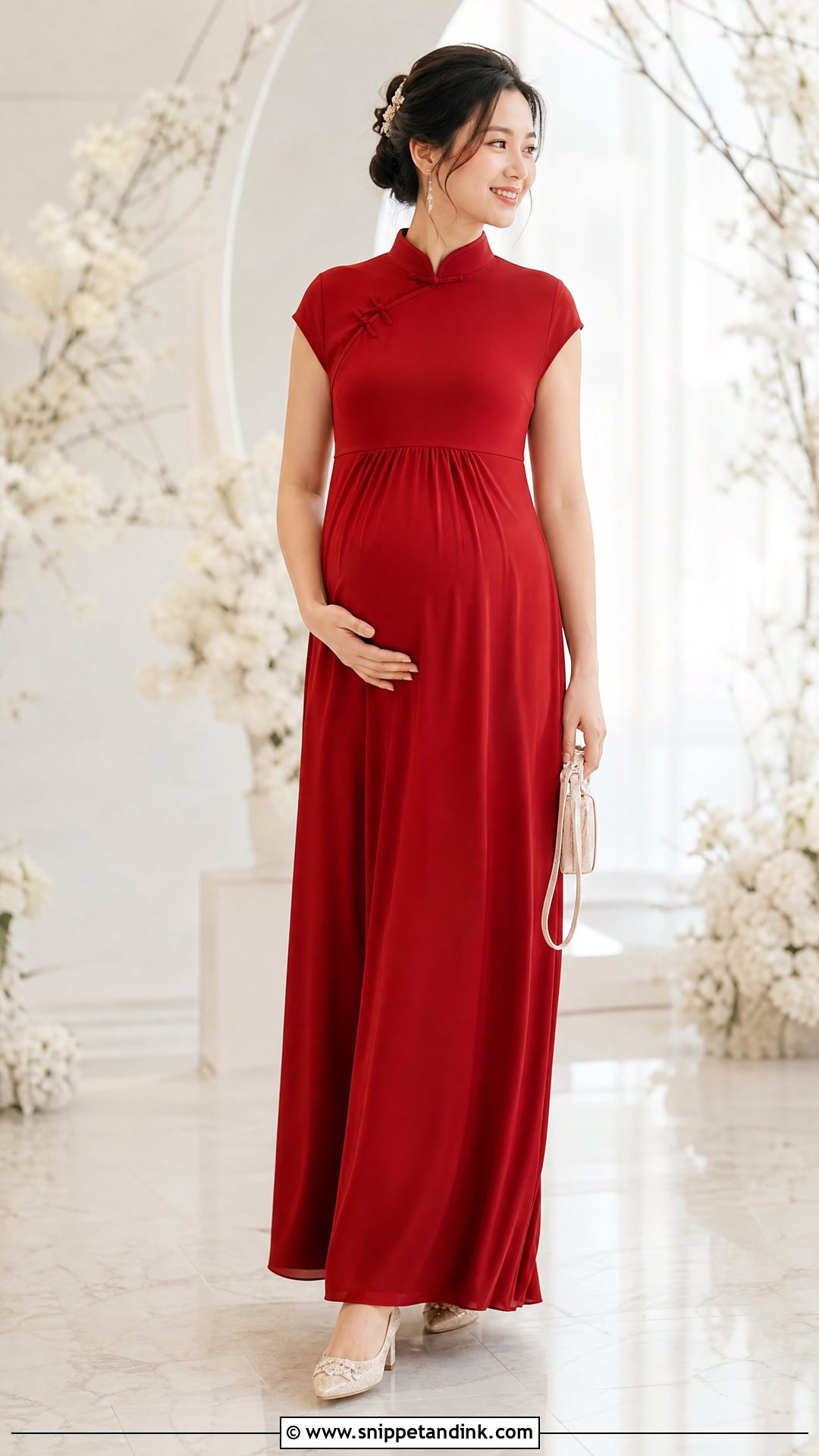 Maternity Empire Waist Qipao Wedding Dress - Snippet and Ink - 20 Qipao Wedding Dress Ideas