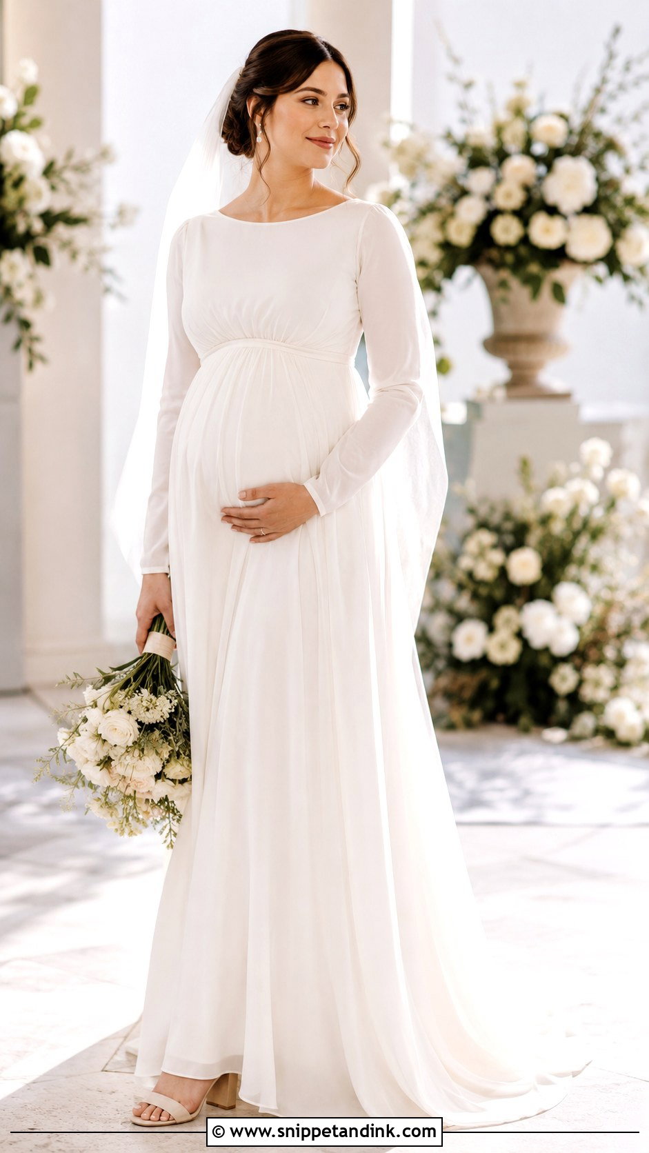 Maternity Empire Waist Wedding Dress - Snippet and Ink - 20 Modest Long Sleeve Wedding Dresses