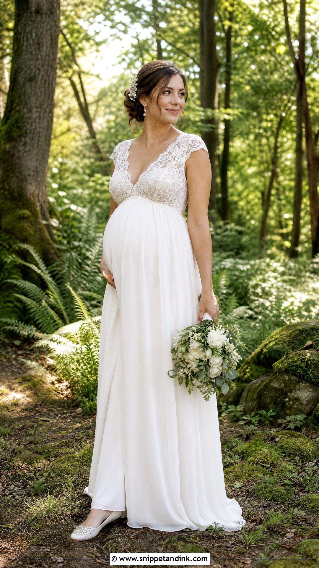 Maternity Empire Waist Woodland Wedding Dress - Snippet and Ink - 25 Woodland Wedding Dress Ideas