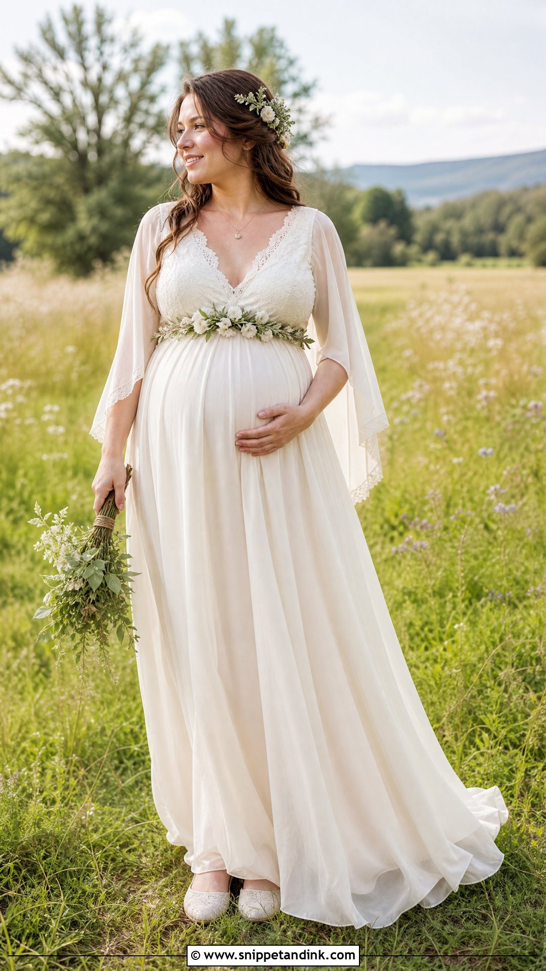 Maternity Flowing Pagan Wedding Dress - Snippet and Ink - 20 Pagan Wedding Dress Ideas