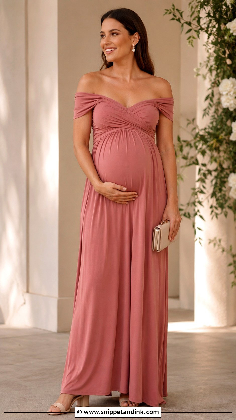 Maternity Off Shoulder Dress - Snippet and Ink - 25 Pregnancy Dresses for Wedding