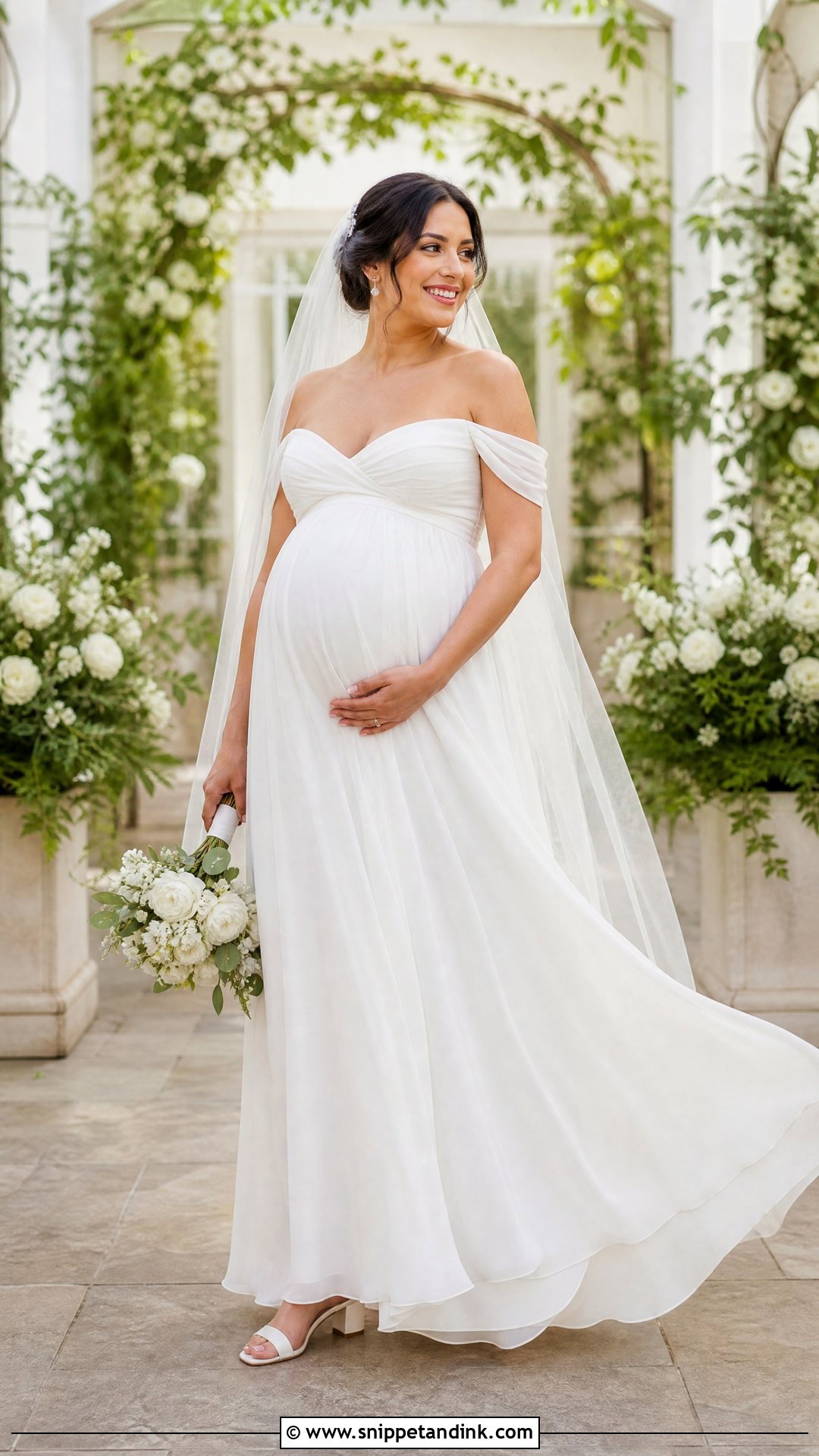 Maternity Off the Shoulder Wedding Dress - Snippet and Ink - 20 Simple Off the Shoulder Wedding Dress Ideas