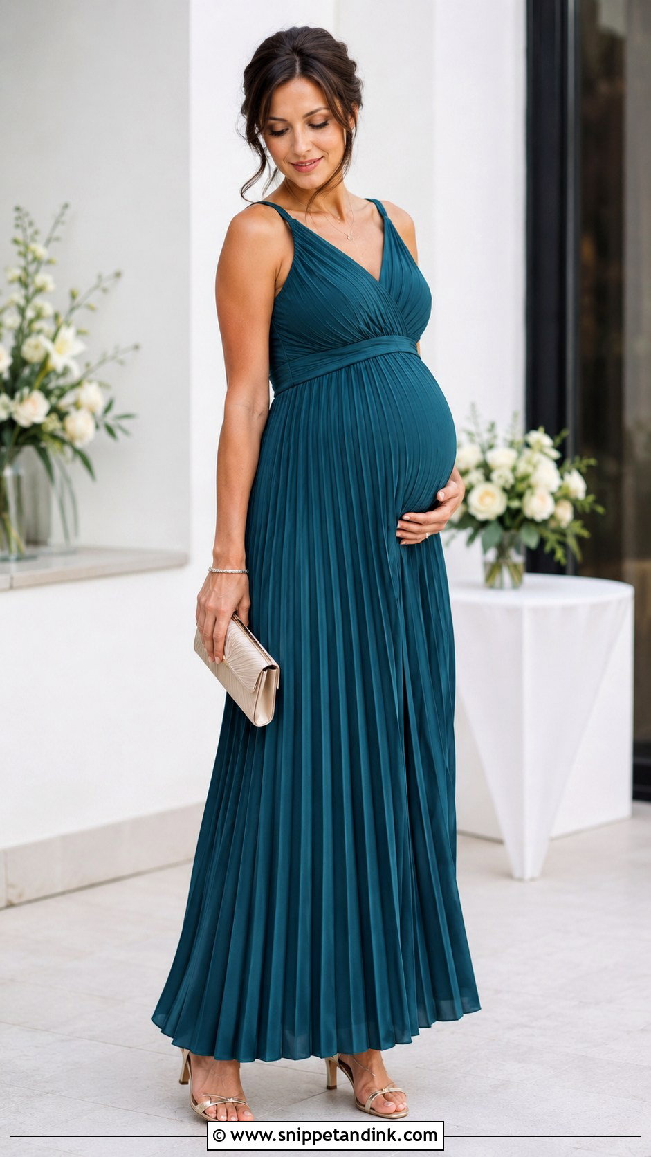Maternity Pleated Maxi Dress - Snippet and Ink - 25 Pregnancy Dresses for Wedding