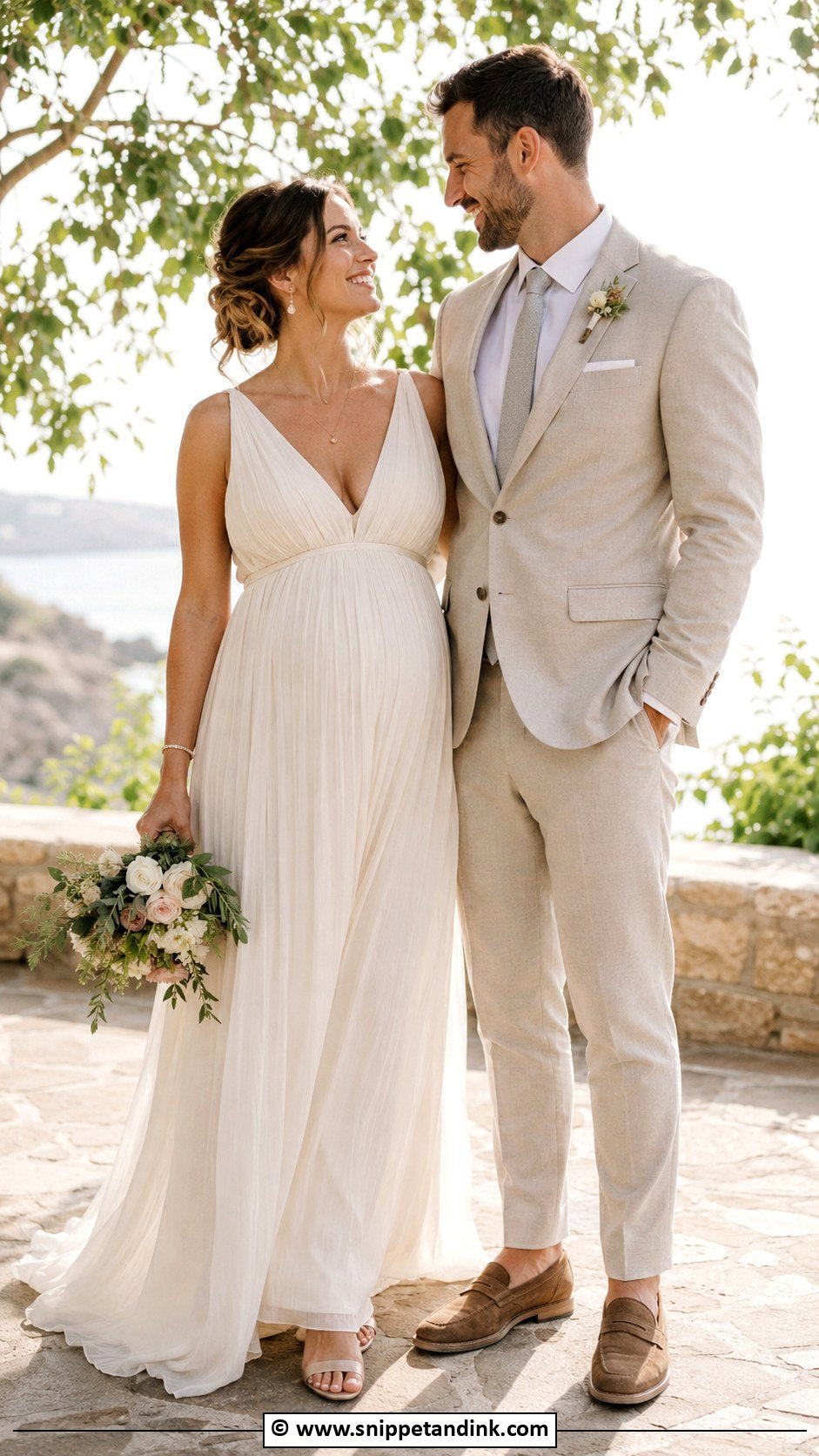 Maternity Wedding Dress And Soft Suit - Snippet and Ink - 30 Couple Wedding Dress Ideas