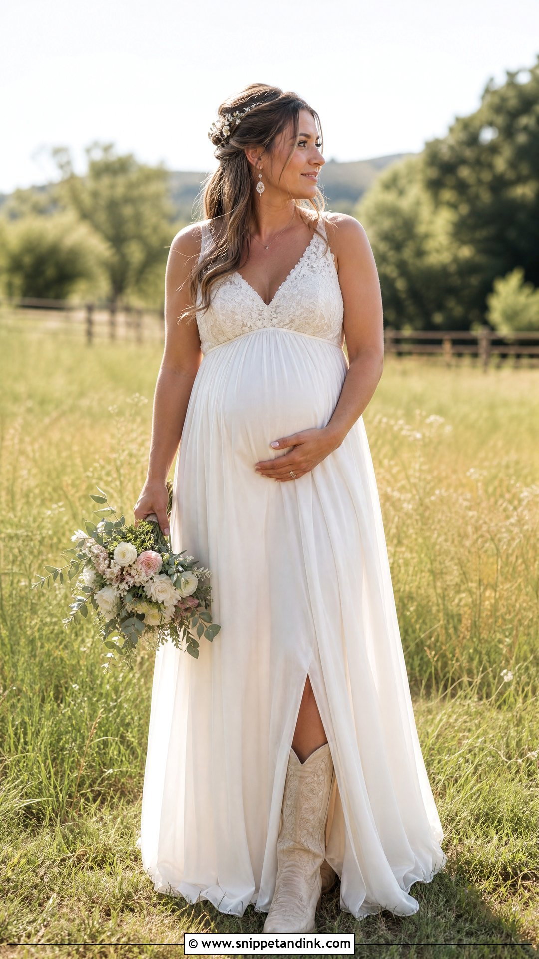 Maternity Wedding Dress With Cowboy Boots - Snippet and Ink - 20 Wedding Dresses with Cowboy Boots