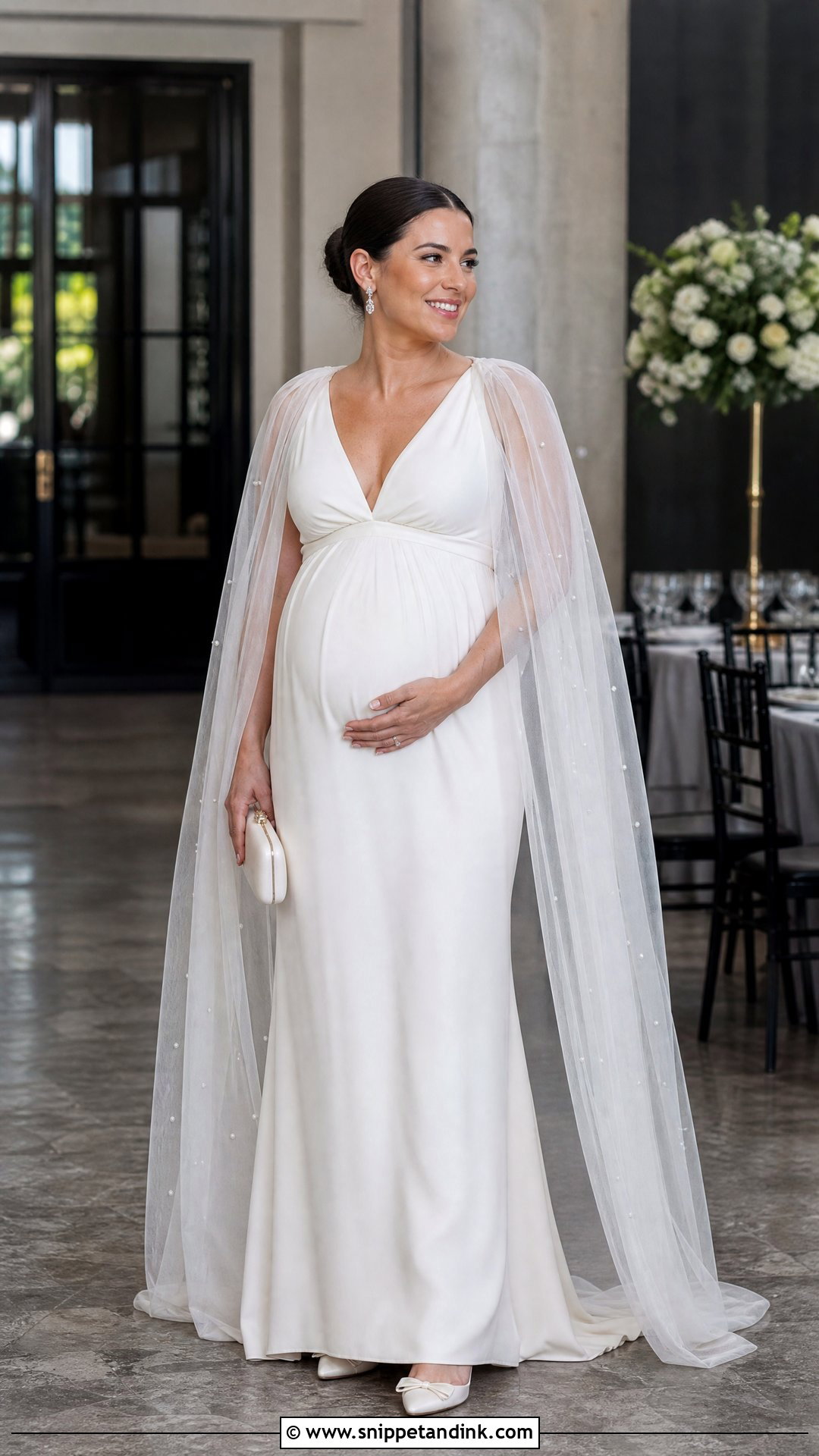 Maternity Wedding Gown With Cape - Snippet and Ink - 20 Wedding Gown for Pregnant Brides Ideas