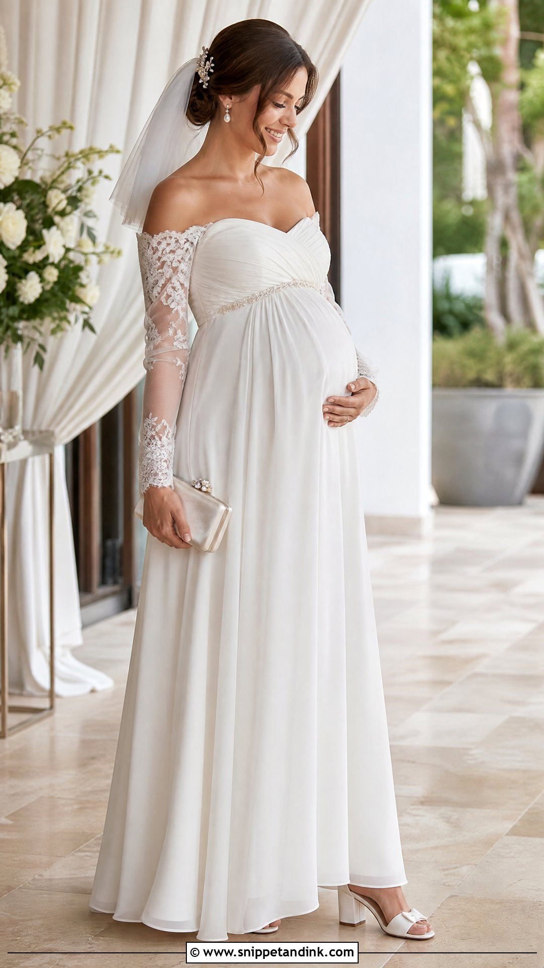 Maternity Wedding Gown With Detachable Sleeves - Snippet and Ink - 20 Wedding Gown for Pregnant Brides Ideas