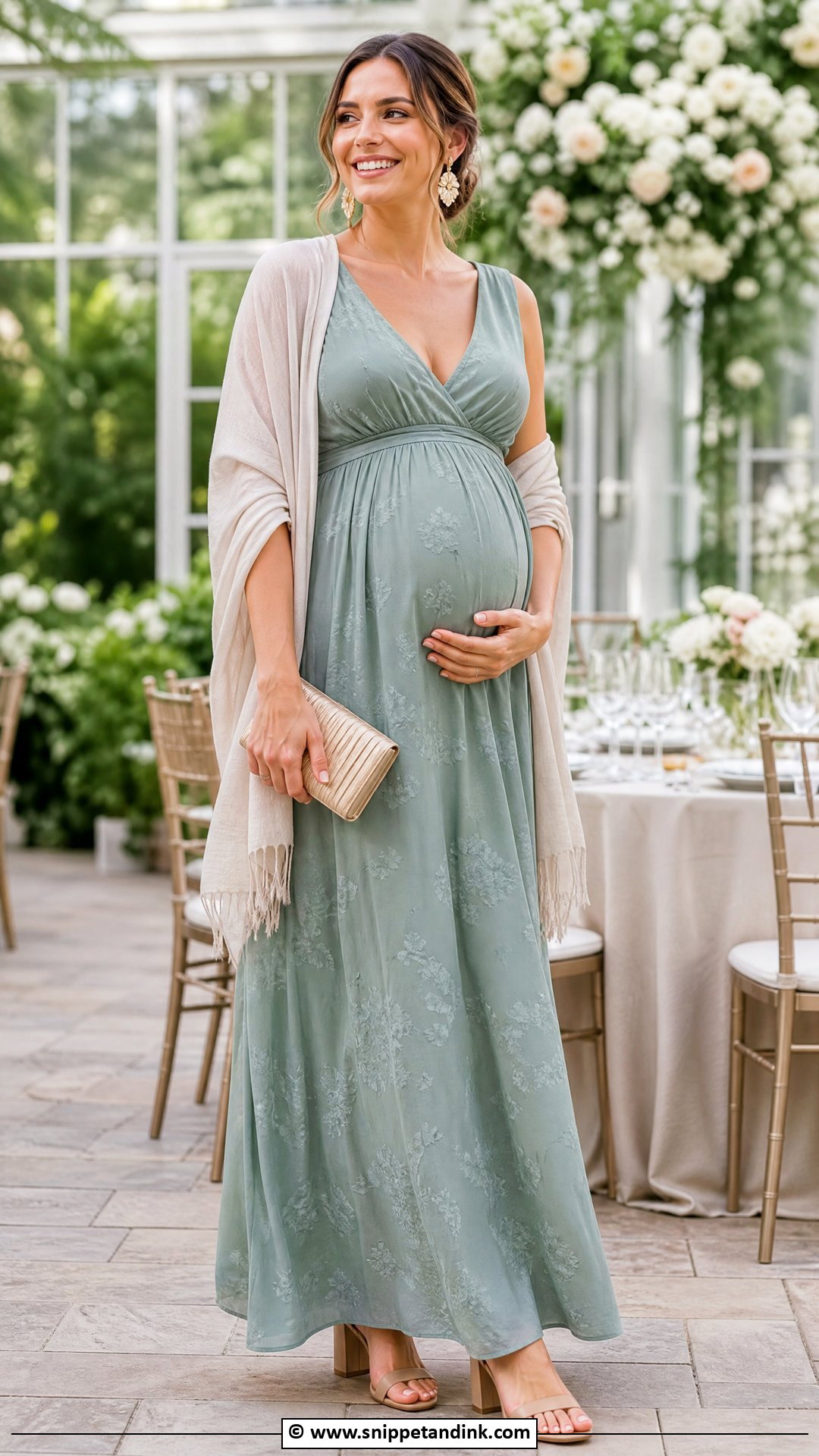 Maternity Wedding Guest Dress With Comfortable Heels - Snippet and Ink - 35 Dresses to Wear to a Wedding