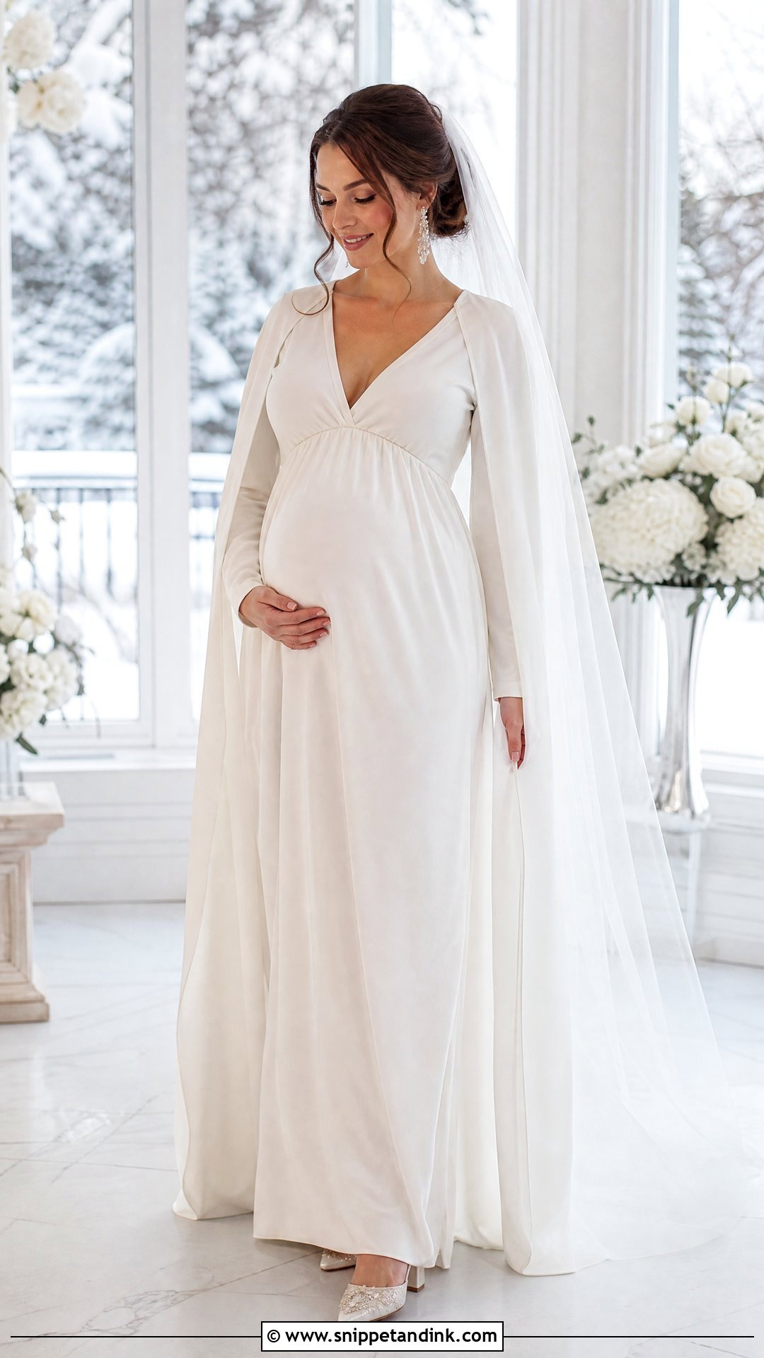Maternity Winter Bridal Empire Waist Gown - Snippet and Ink - 20 Winter Bridal Ideas