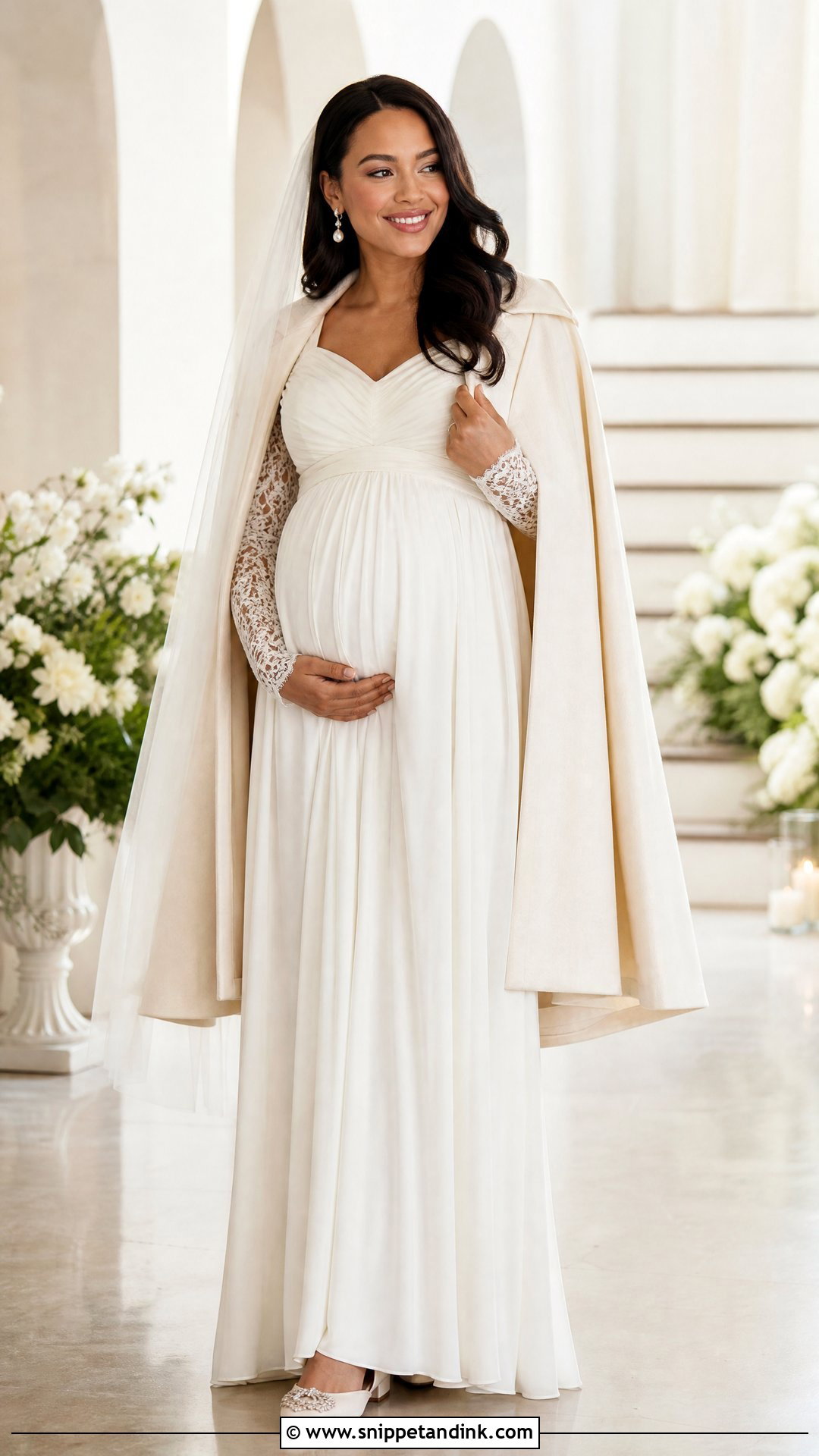 Maternity Winter Bride Empire Waist Outfit - Snippet and Ink - 20 Winter Bride Outfits