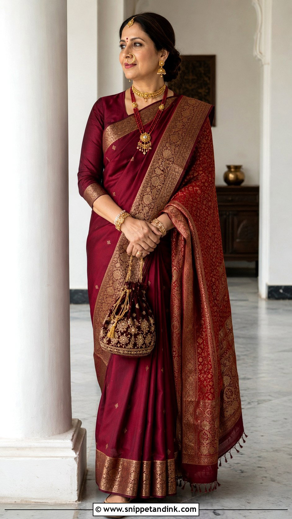 Mature Kumaoni Bride Silk Saree Look - Snippet and Ink - 20 Kumaoni Bride Ideas