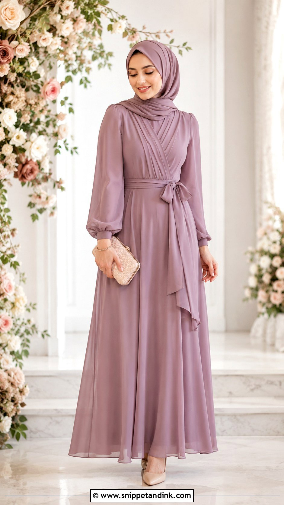 Mauve Bridesmaid Hijab Dress - Snippet and Ink - 25 Braidsmaid Hijab Style Ideas