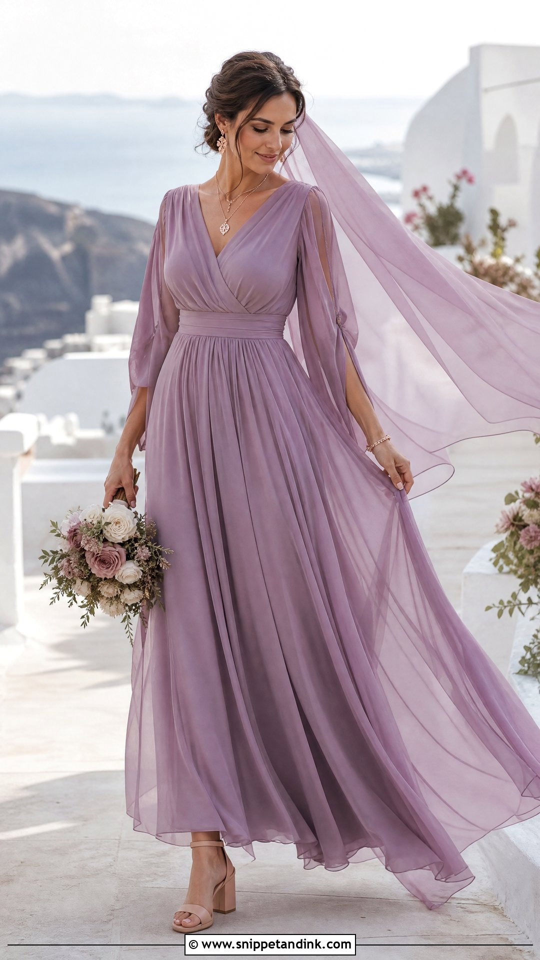 Mauve Chiffon Purple Wedding Dress - Snippet and Ink - 20 Purple Bride Dress Ideas