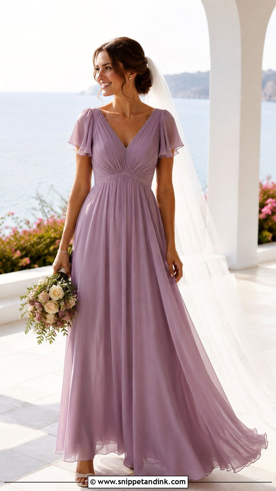 Mauve Empire Waist Wedding Dress - Snippet and Ink - 20 Mauve Wedding Dress Ideas