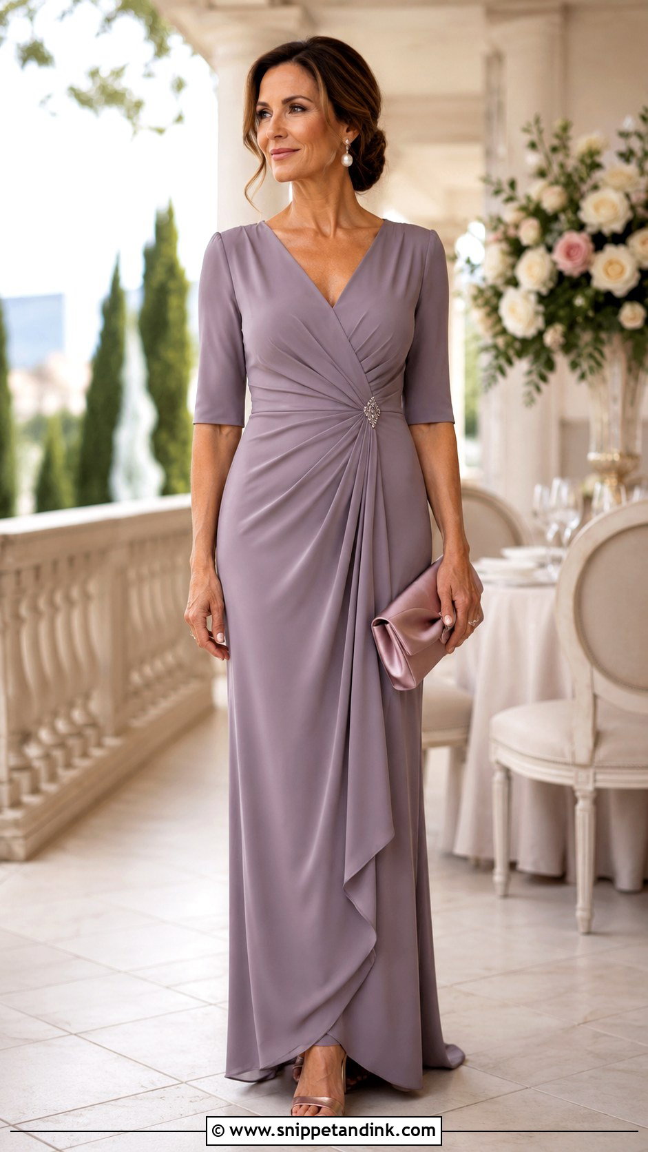 Mauve Gray Draped Gown - Snippet and Ink - 20 Gray Gown for Principal Sponsors Ideas