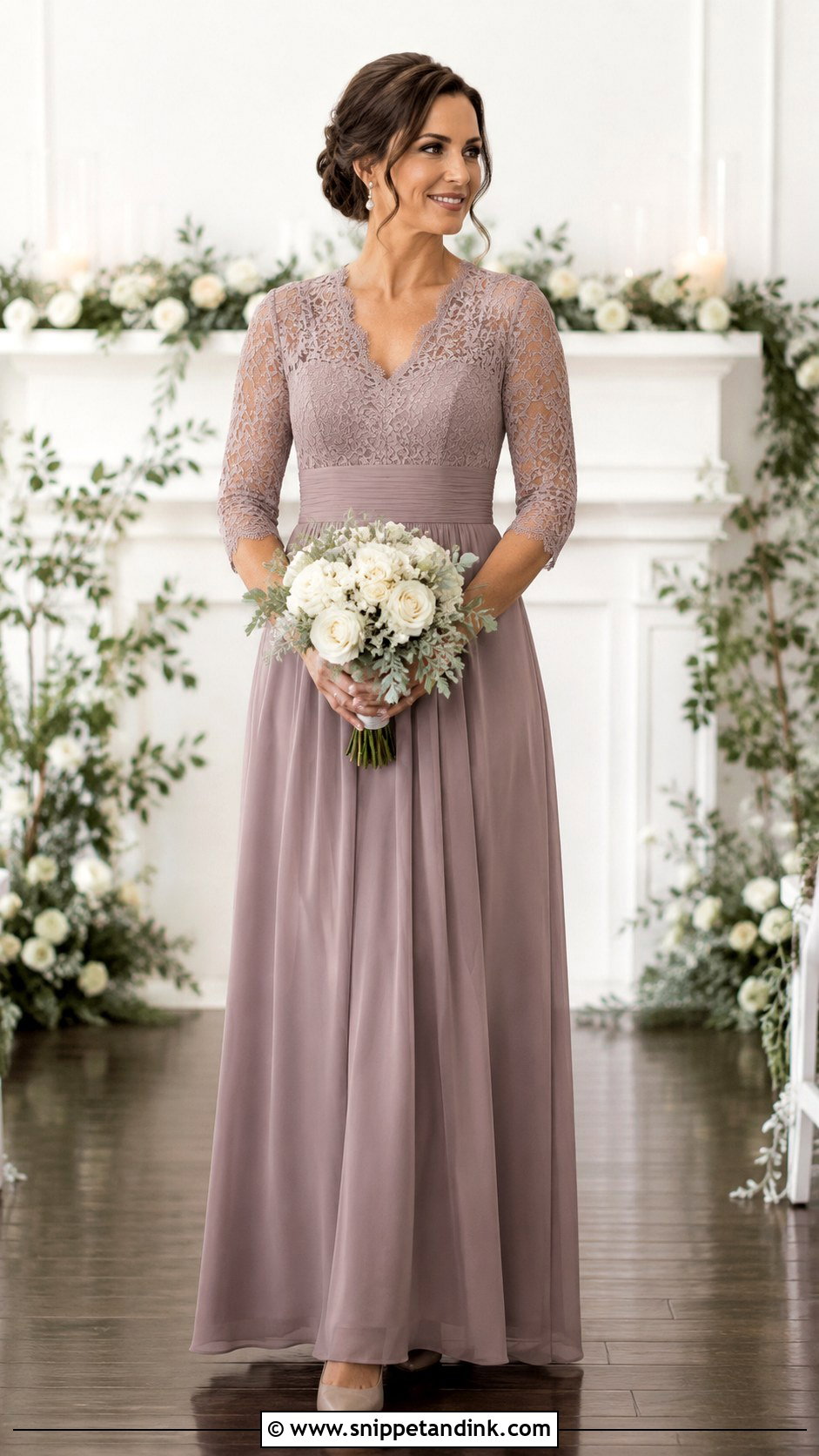 Mauve Lace Wedding Entourage Gown - Snippet and Ink - 20 Wedding Entourage Gowns