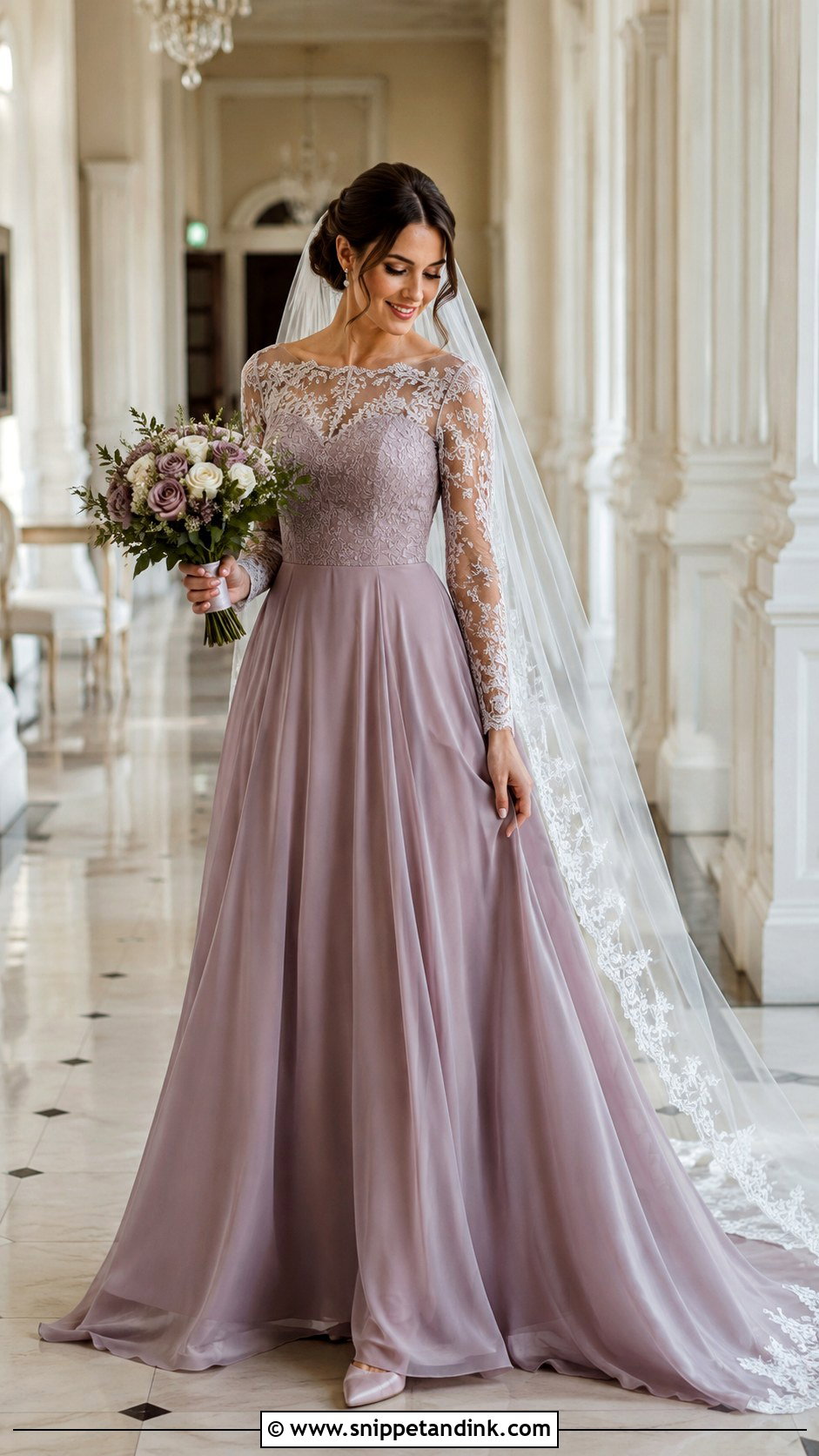 Mauve Long Sleeve Wedding Dress - Snippet and Ink - 20 Mauve Wedding Dress Ideas