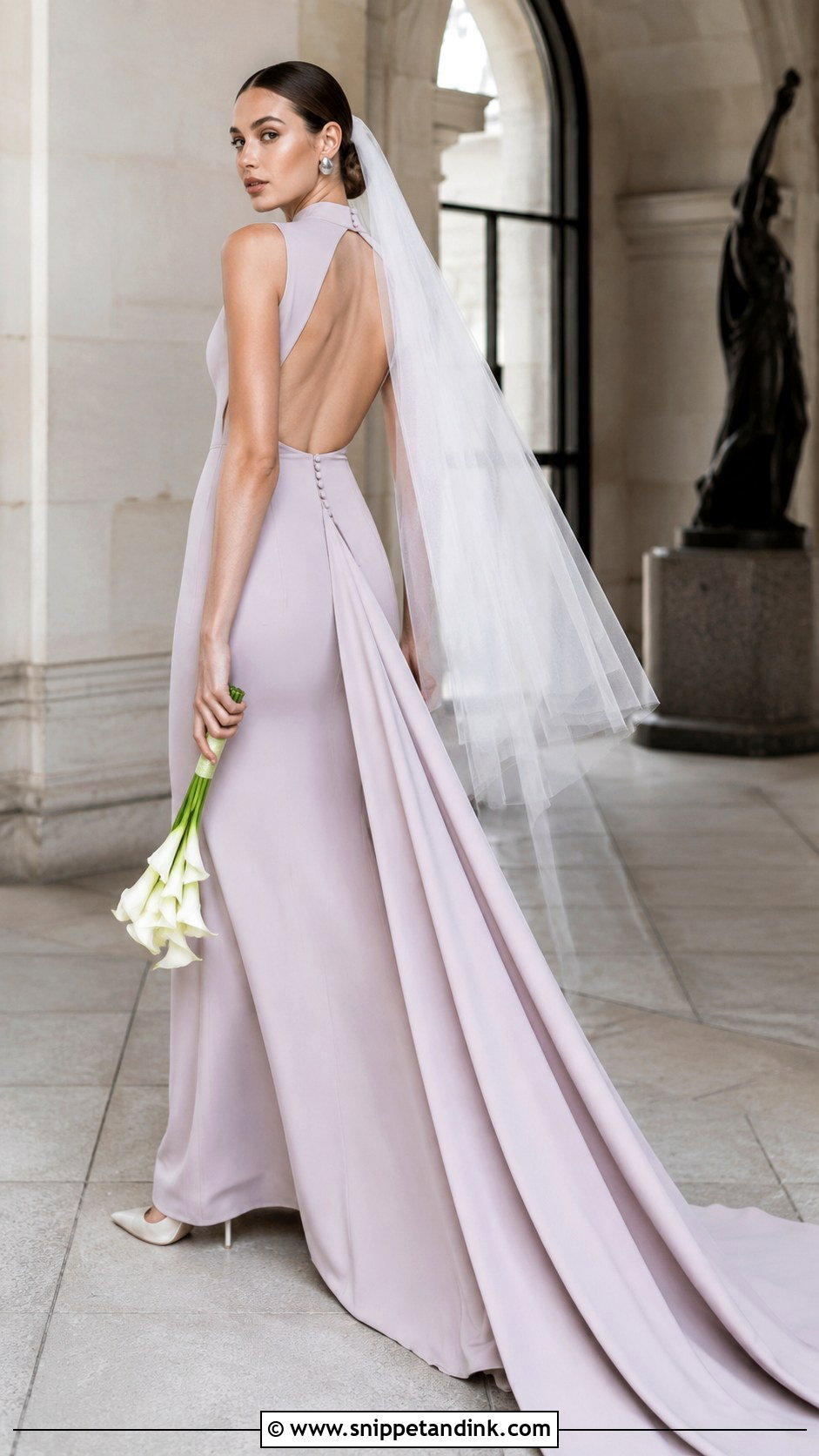 Mauve Minimalist Crepe Wedding Dress - Snippet and Ink - 20 Mauve Wedding Dress Ideas