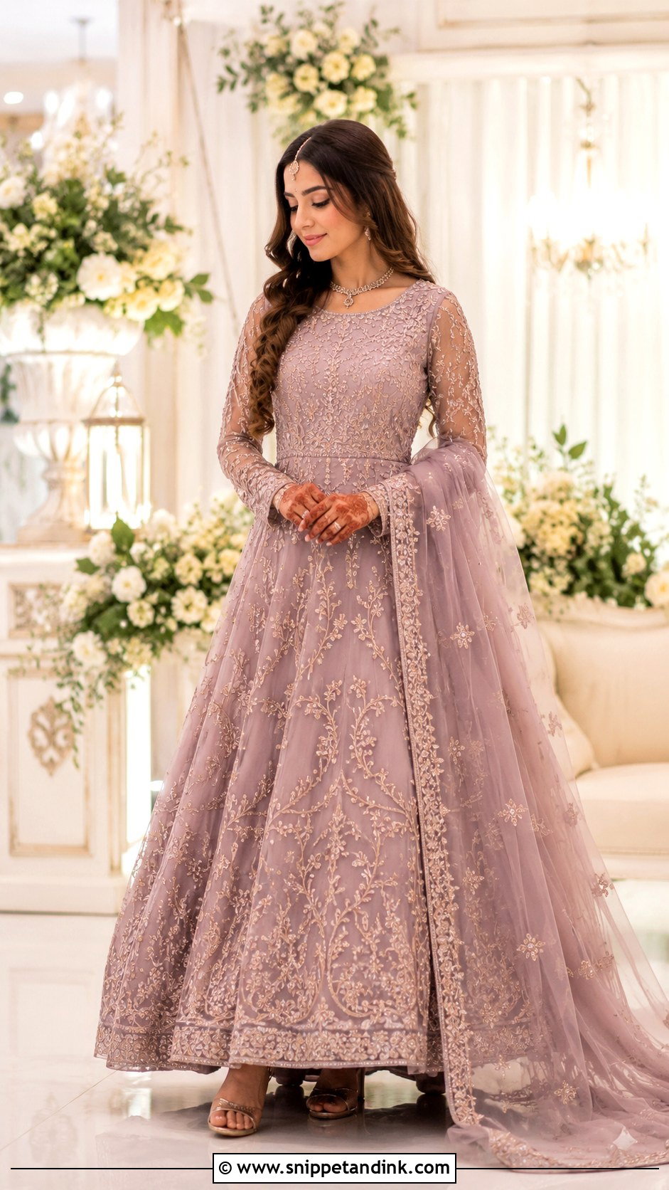 Mauve Nikah Maxi With Embroidered Dupatta - Snippet and Ink - 25 Pakistani Nikah Bridal Wear Ideas