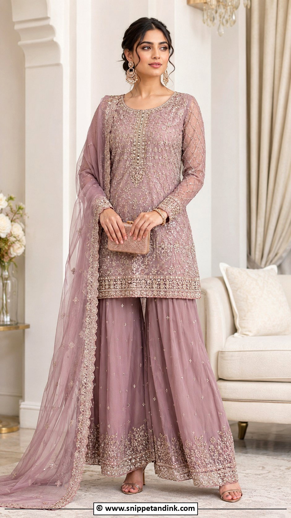 Mauve Nikah Sharara Outfit - Snippet and Ink - 35 Nikah Outfit Ideas