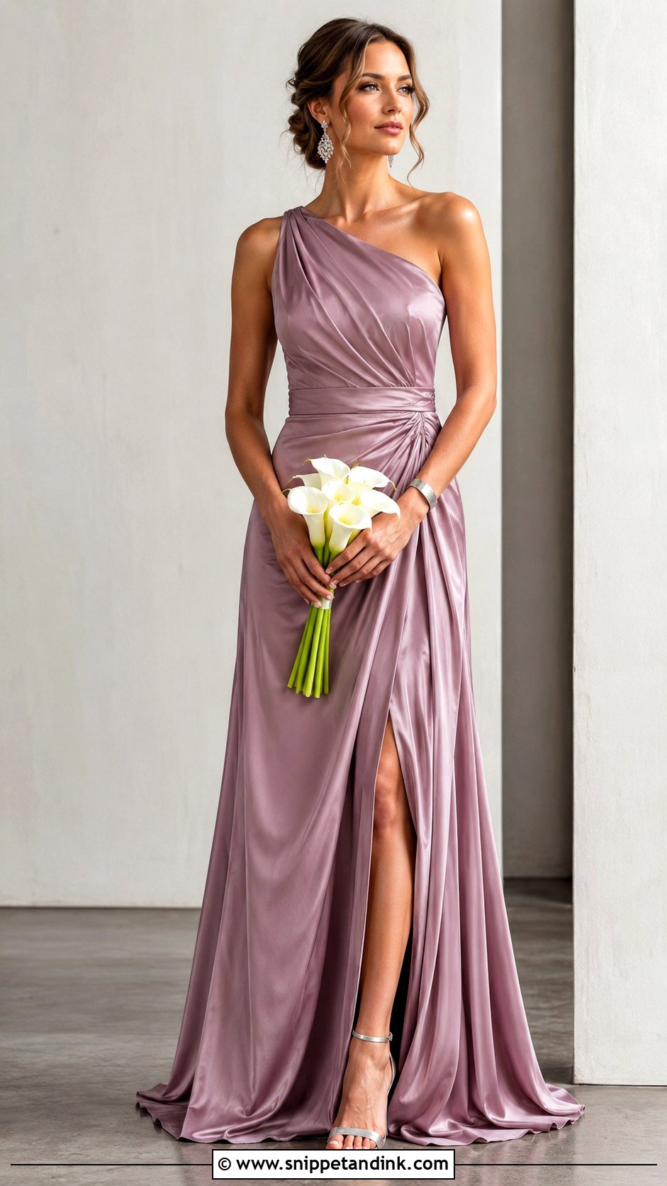 Mauve One Shoulder Wedding Dress - Snippet and Ink - 20 Mauve Wedding Dress Ideas