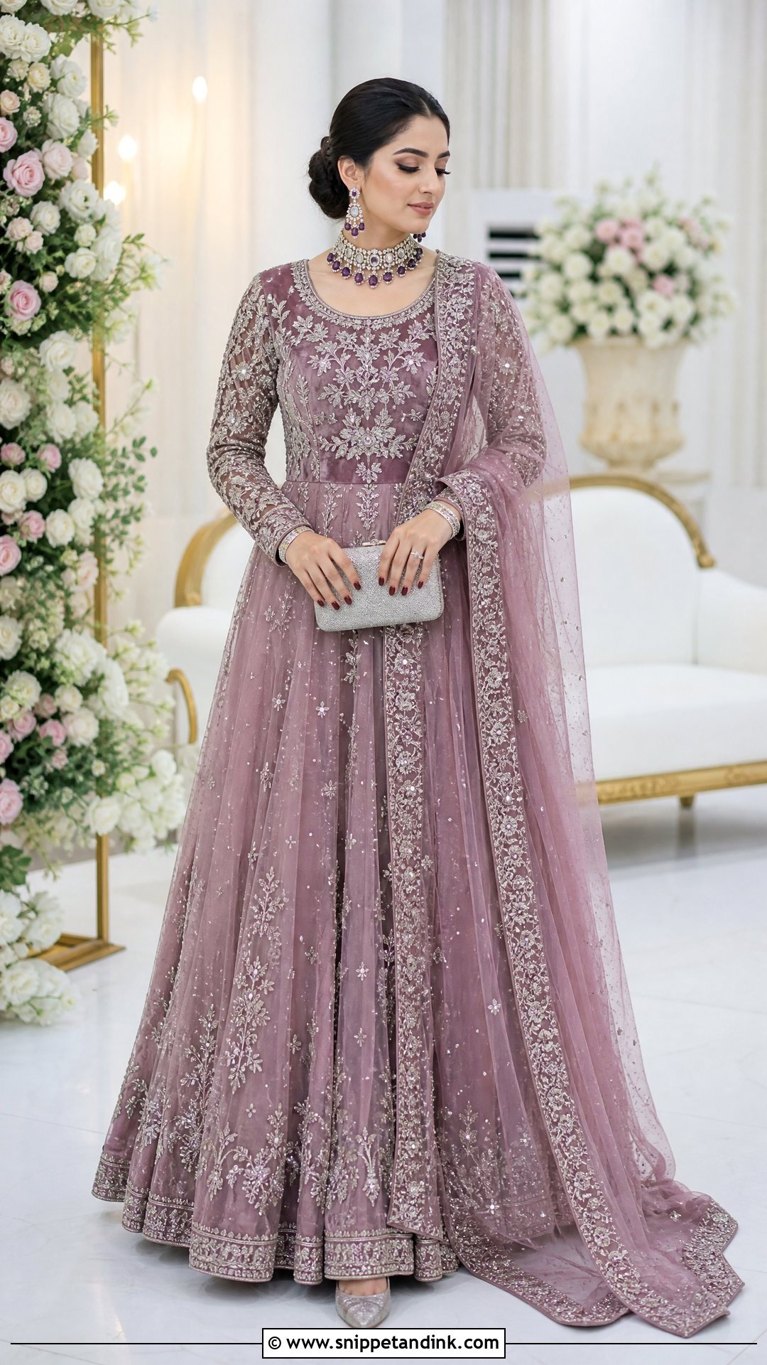 Mauve Pakistani Bridal Walima Maxi - Snippet and Ink - 20 Pakistani Bridal Walima Maxi Ideas