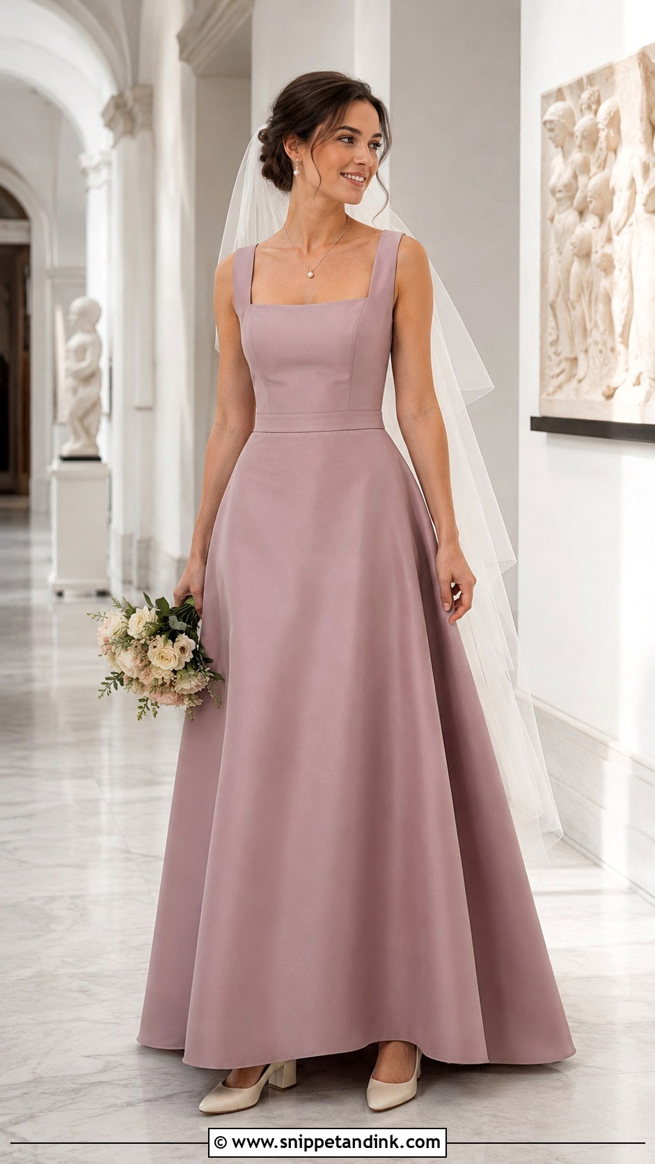 Mauve Square Neck Wedding Dress - Snippet and Ink - 20 Mauve Wedding Dress Ideas