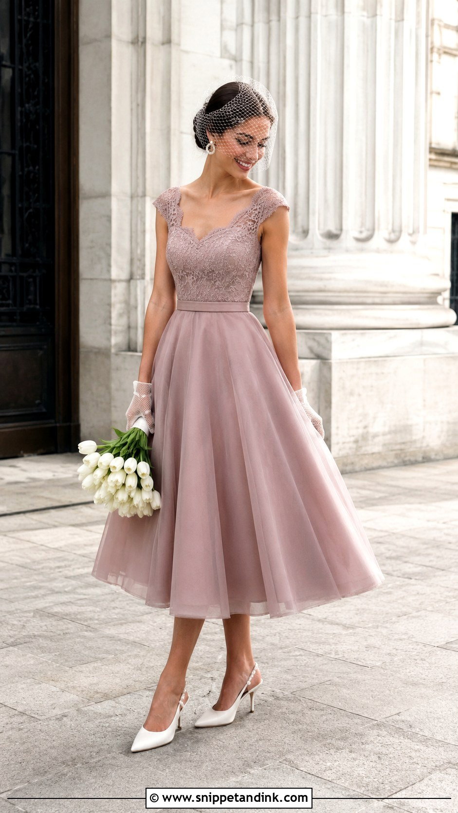 Mauve Tea Length Wedding Dress - Snippet and Ink - 20 Mauve Wedding Dress Ideas