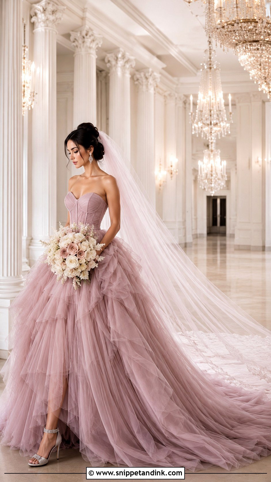 Mauve Tulle Ball Gown Wedding Dress - Snippet and Ink - 20 Mauve Wedding Dress Ideas