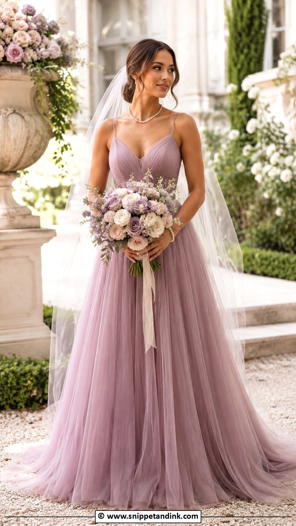 Mauve Tulle Wedding Dress - Snippet and Ink - 30 Purple Wedding Dress Ideas