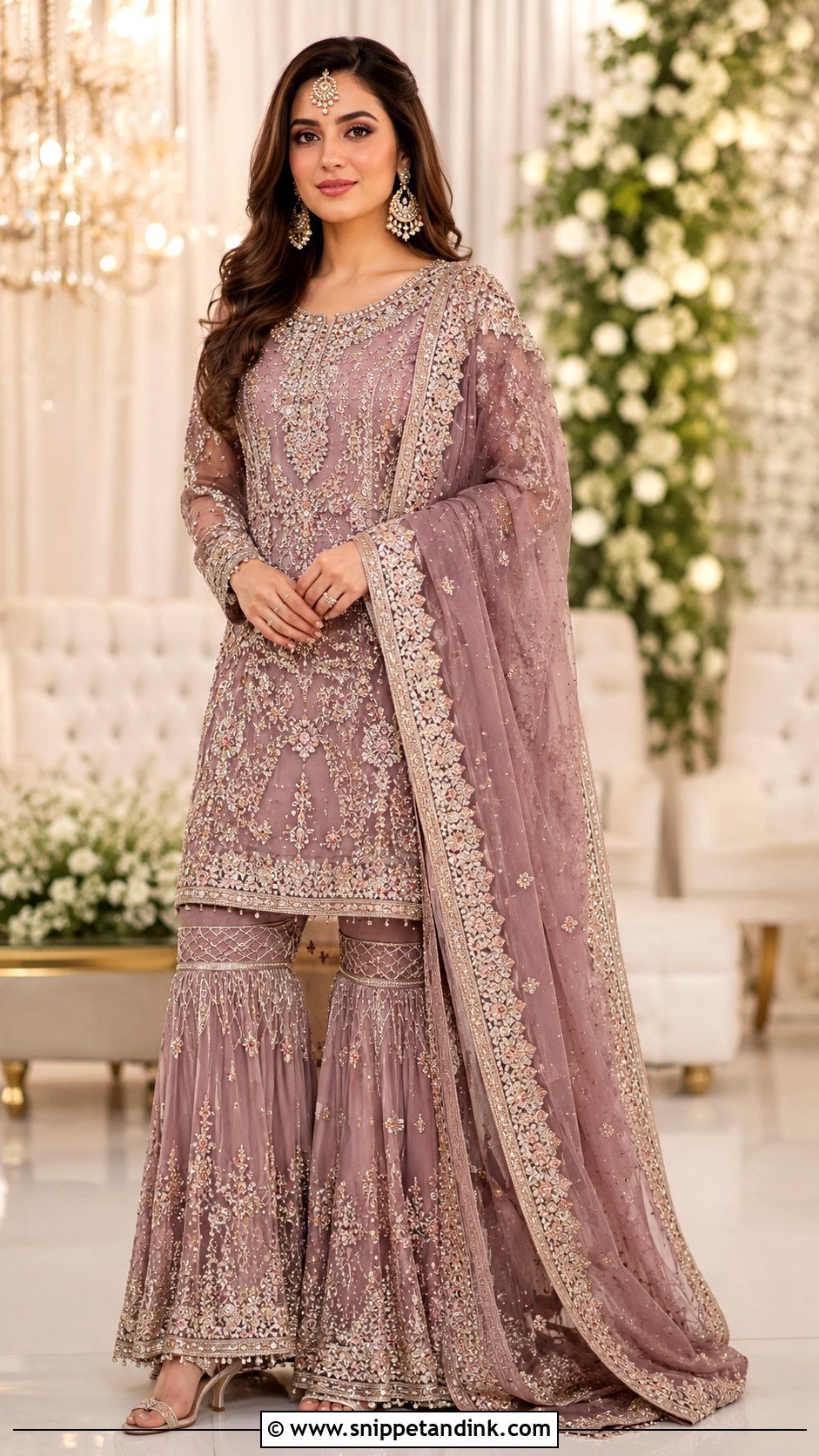 Mauve Valima Sharara Dress - Snippet and Ink - 25 Valima Dress for Bride Ideas