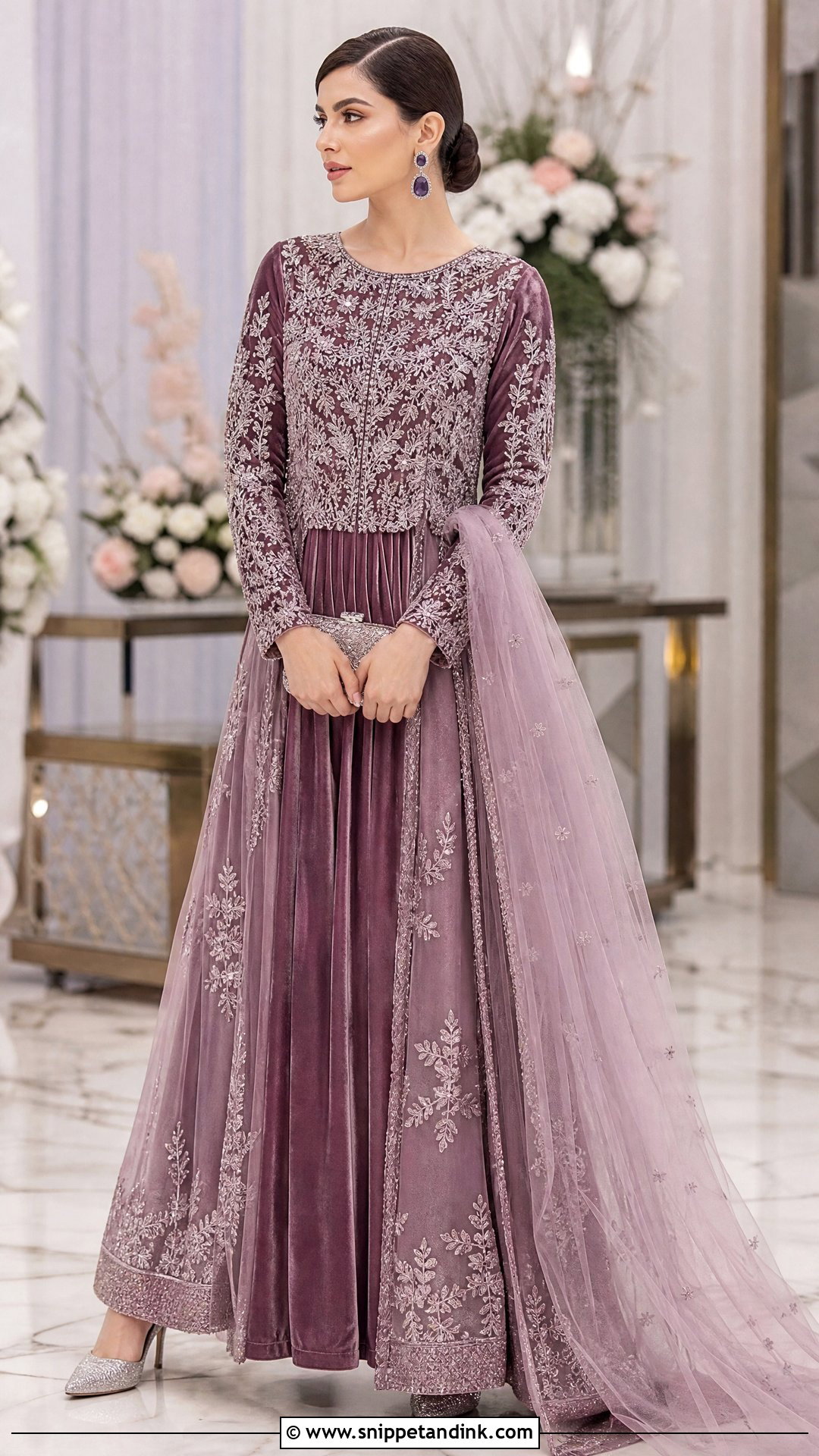 Mauve Velvet Walima Gown - Snippet and Ink - 20 Walima Gown Ideas