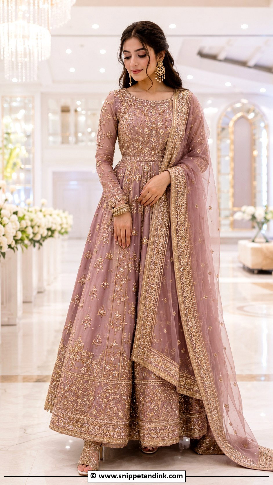 Mauve Walima Anarkali For Bride - Snippet and Ink - 30 Walima Outfits for Bride