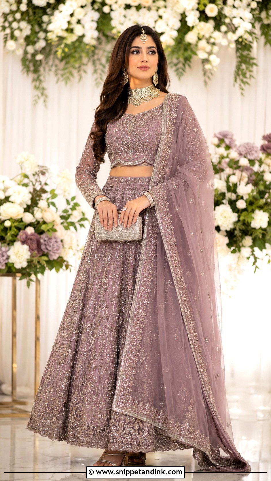 Mauve Walima Bridal Lehenga - Snippet and Ink - 30 Walima Bridal Look Ideas