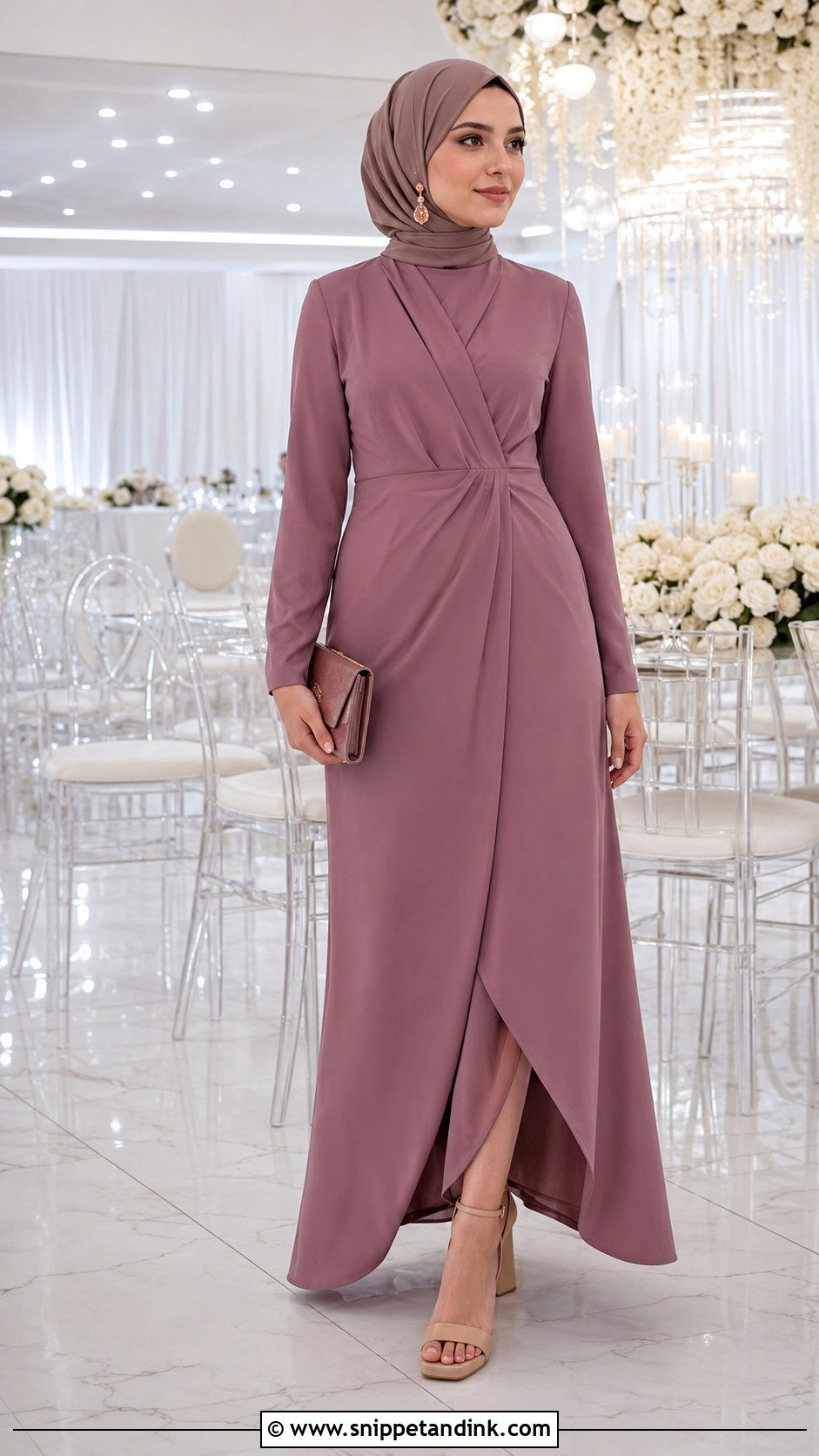 Mauve Wrap Hijab Dress - Snippet and Ink - 20 Hijab Dresses for Wedding Party